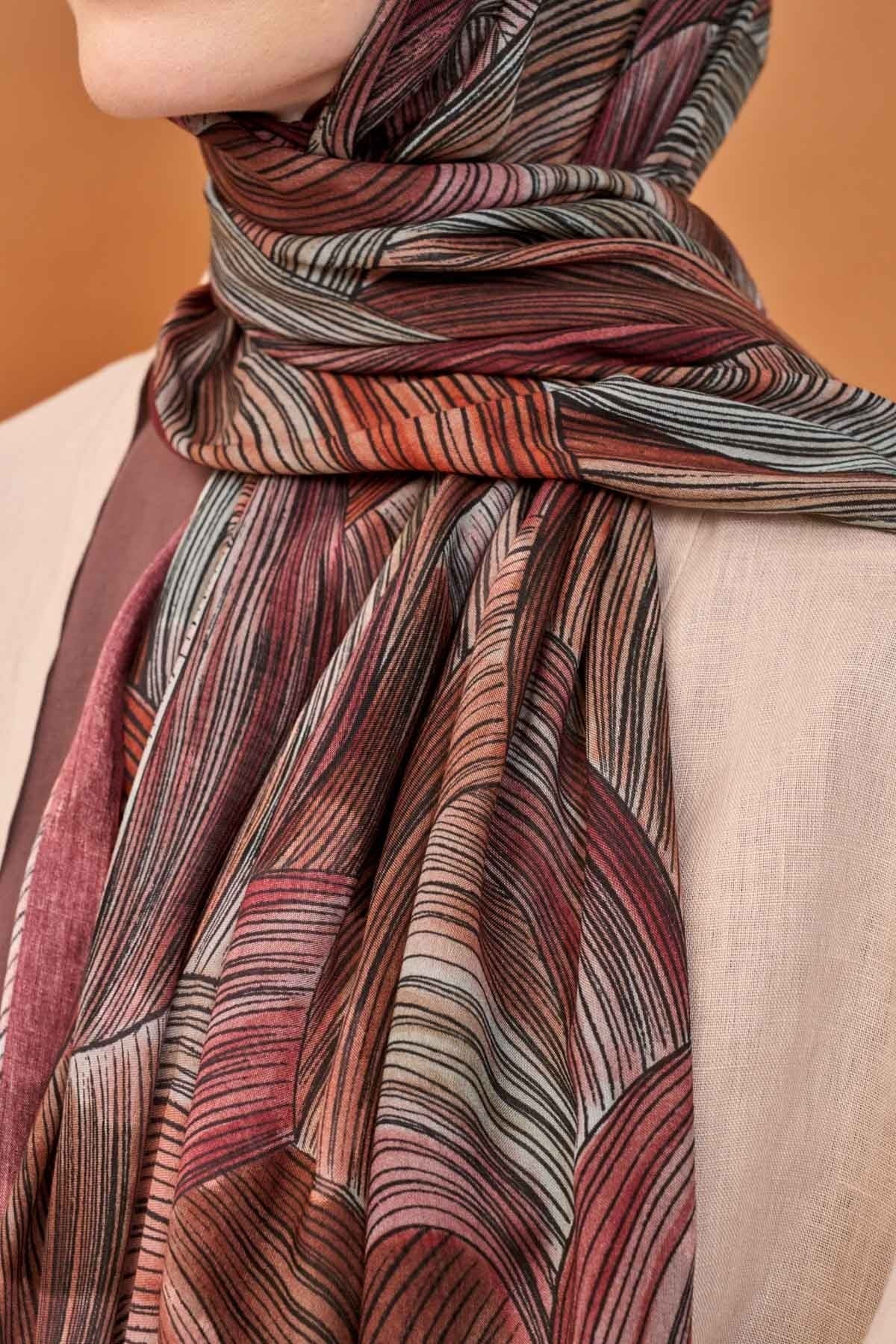 Riva Şal Tencel Flow Bordo