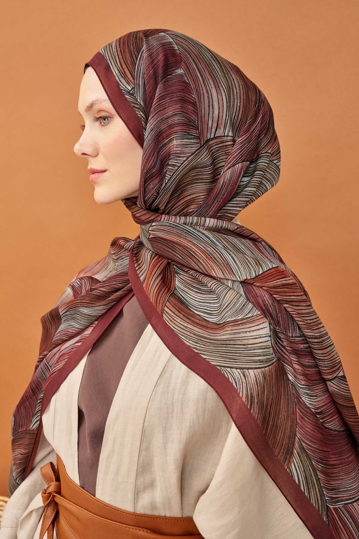 Riva Şal Tencel Flow Bordo