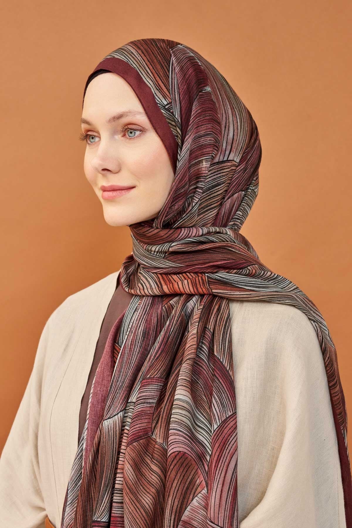 Riva Şal Tencel Flow Bordo