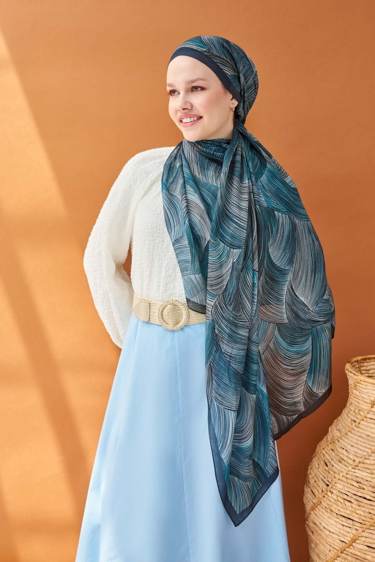 Riva Şal Tencel Flow Mavi