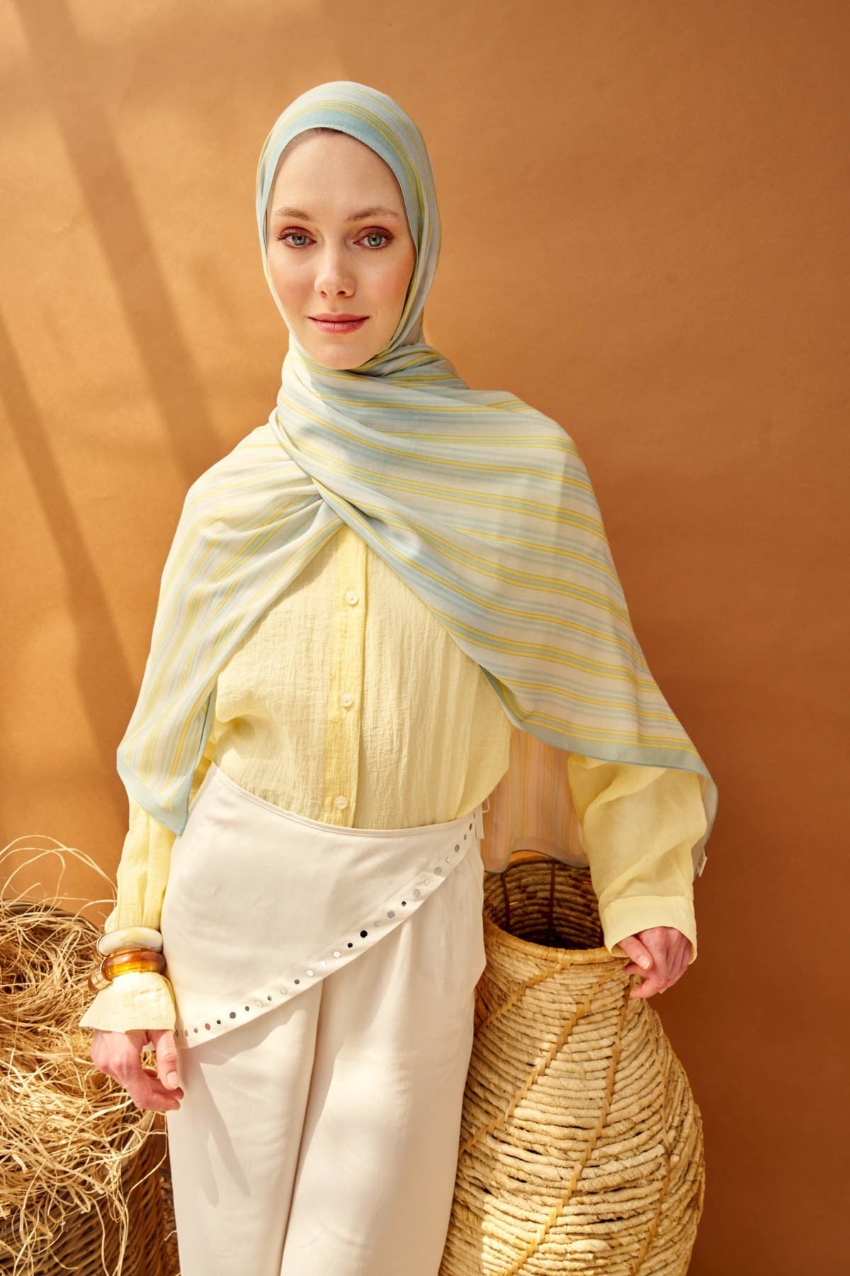 Riva Şal Tencel Line Bebe Mavisi