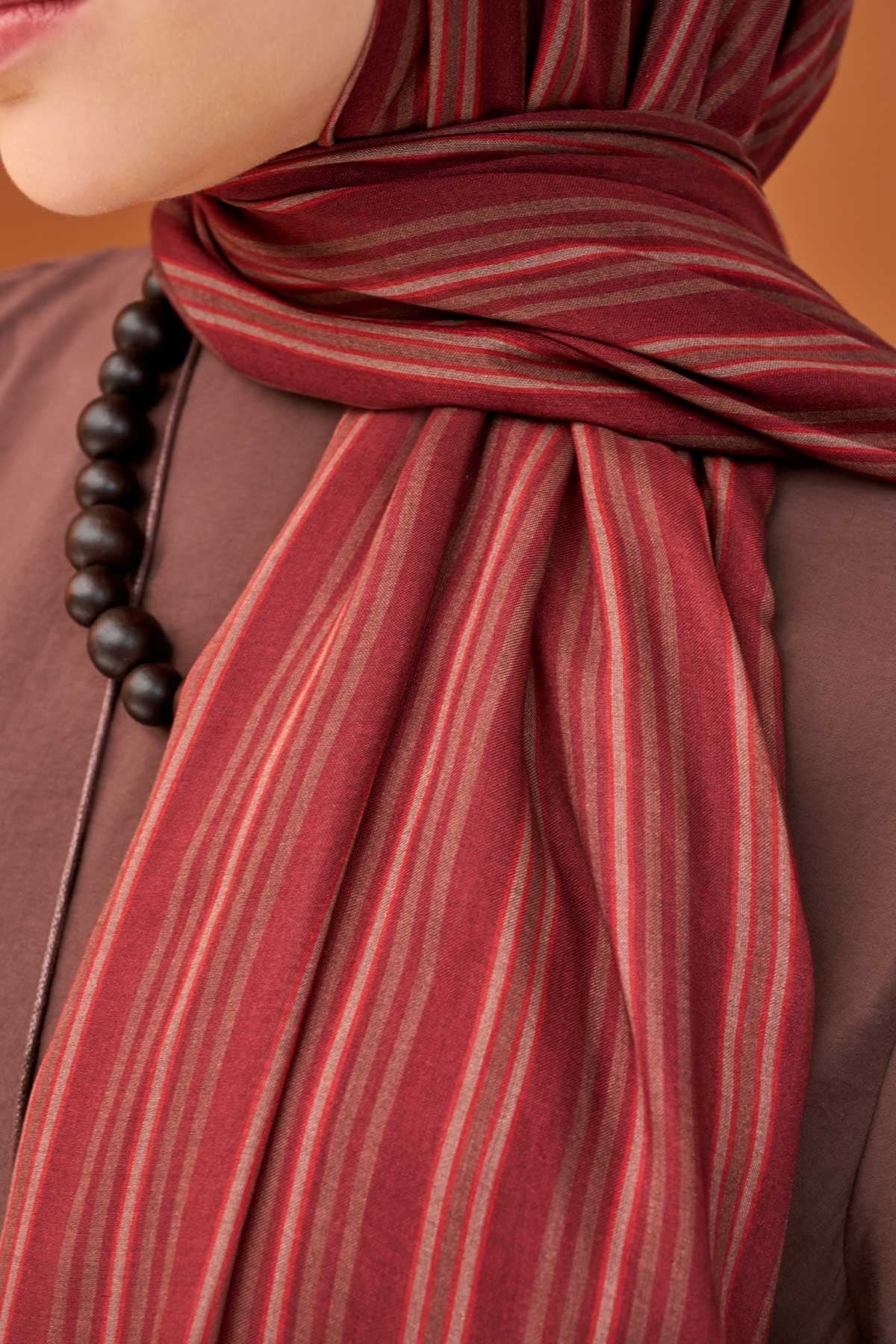 Riva Şal Tencel Line Bordo