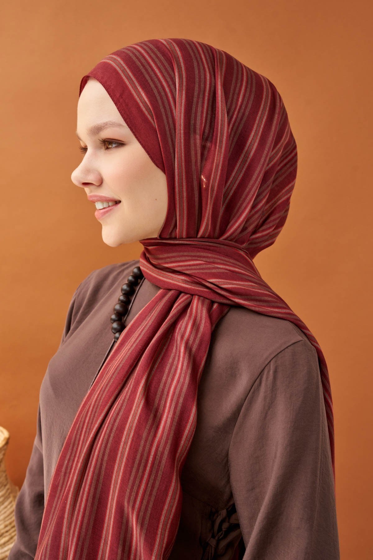 Riva Şal Tencel Line Bordo