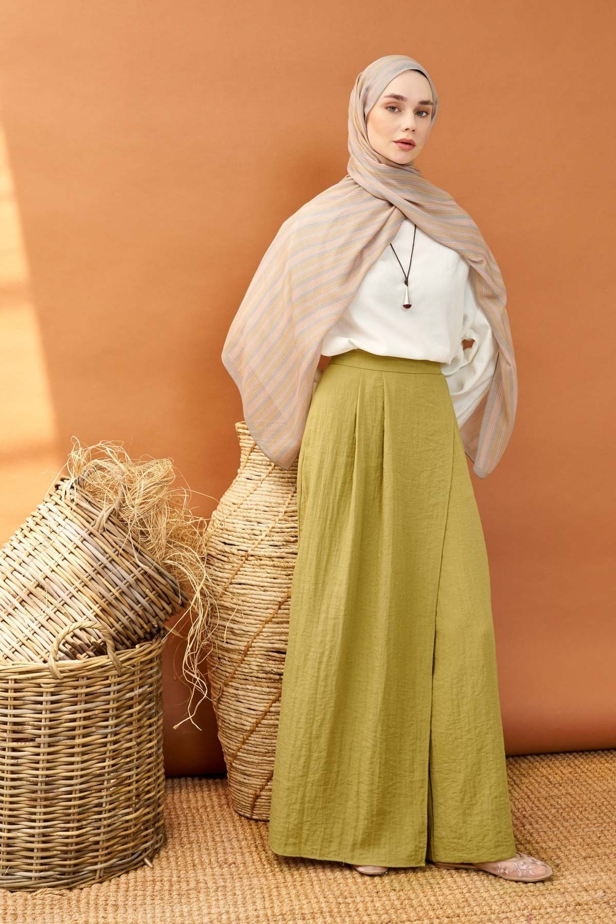 Riva Şal Tencel Line Gri