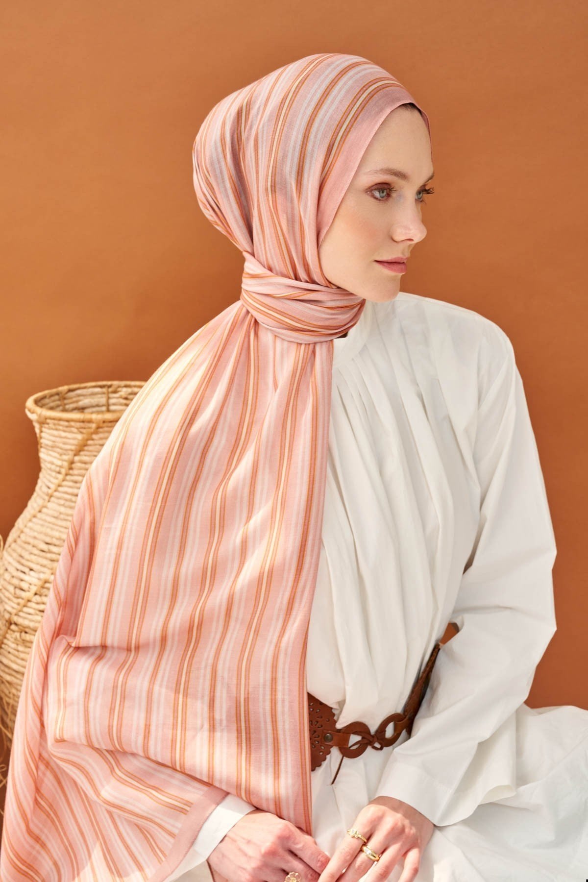 Riva Şal Tencel Line Tozpembe