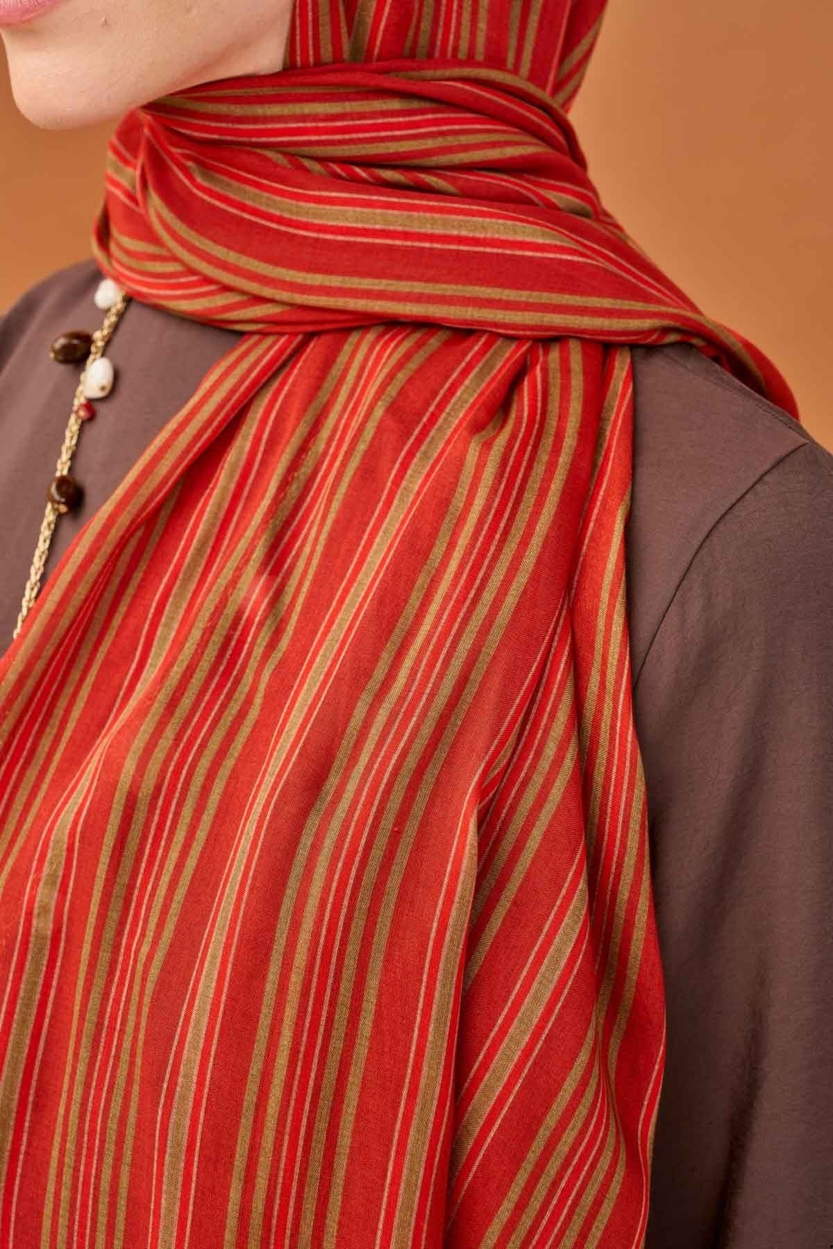 Riva Şal Tencel Line Turuncu