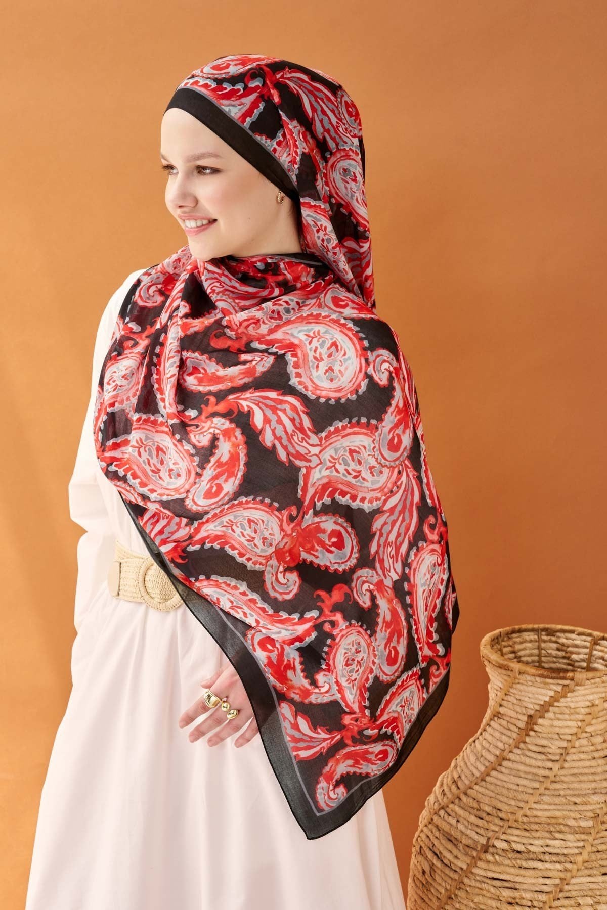 Riva Şal Tencel Paisley Siyah