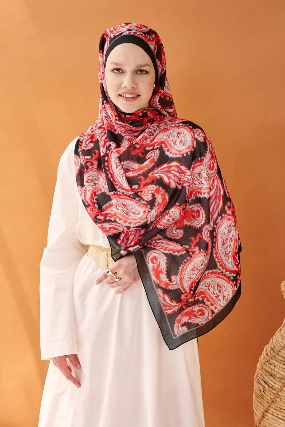Riva Şal Tencel Paisley Siyah