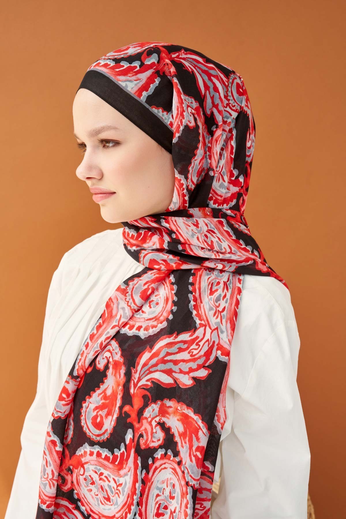 Riva Şal Tencel Paisley Siyah