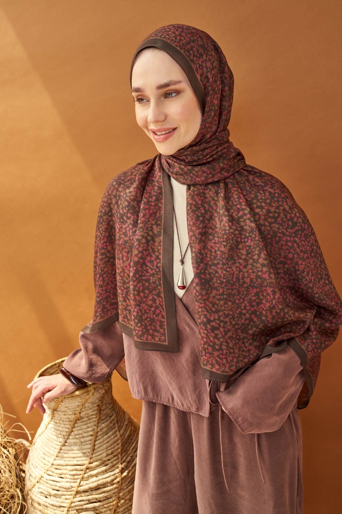 Riva Şal Tencel Secret Garden Acı Kahve