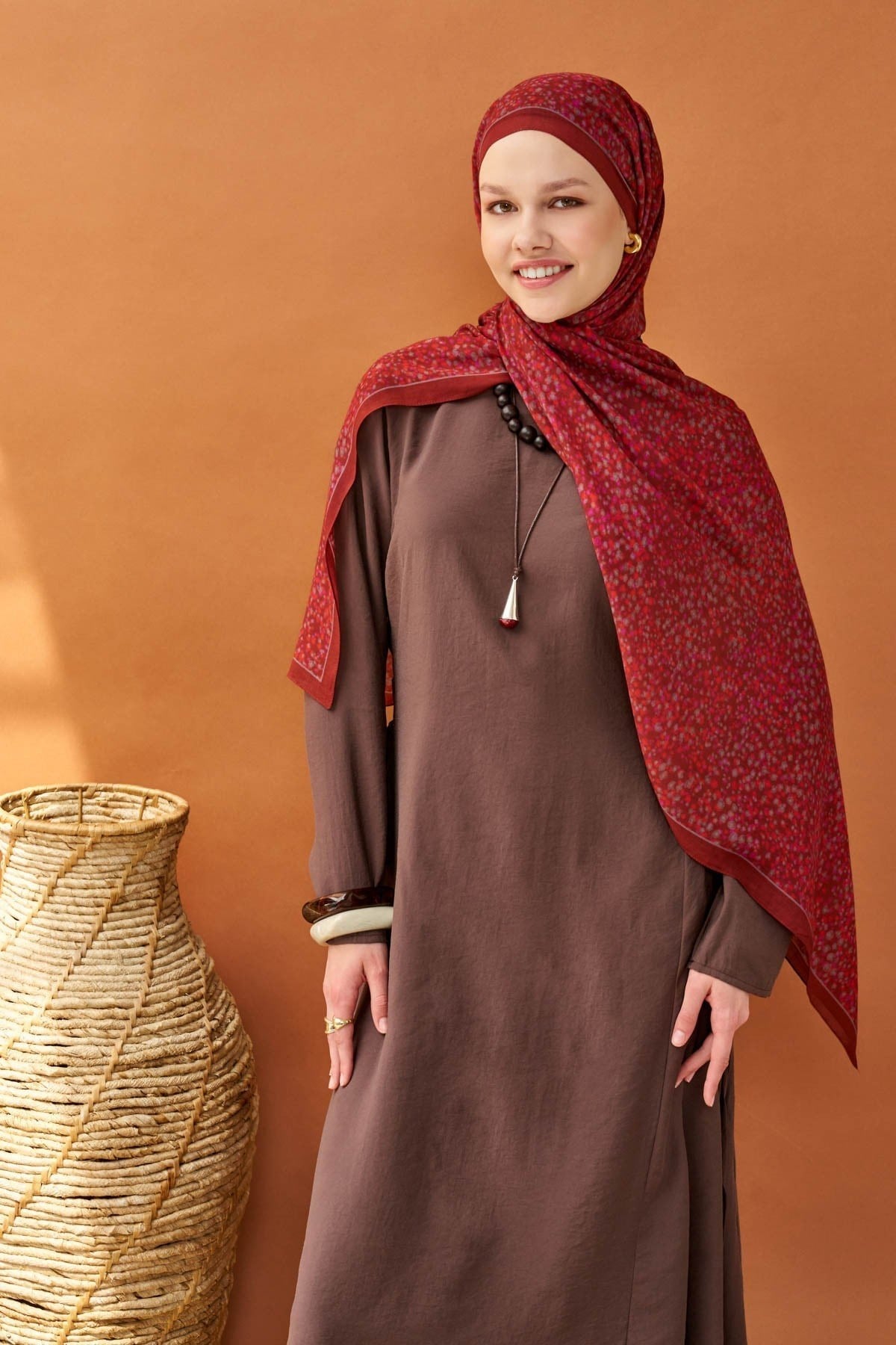 Riva Şal Tencel Secret Garden Bordo