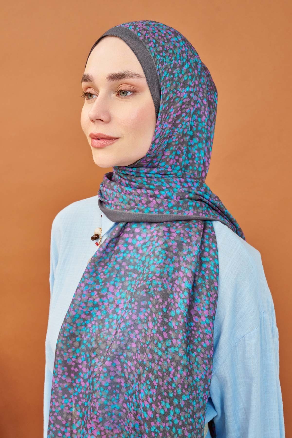 Riva Şal Tencel Secret Garden Füme