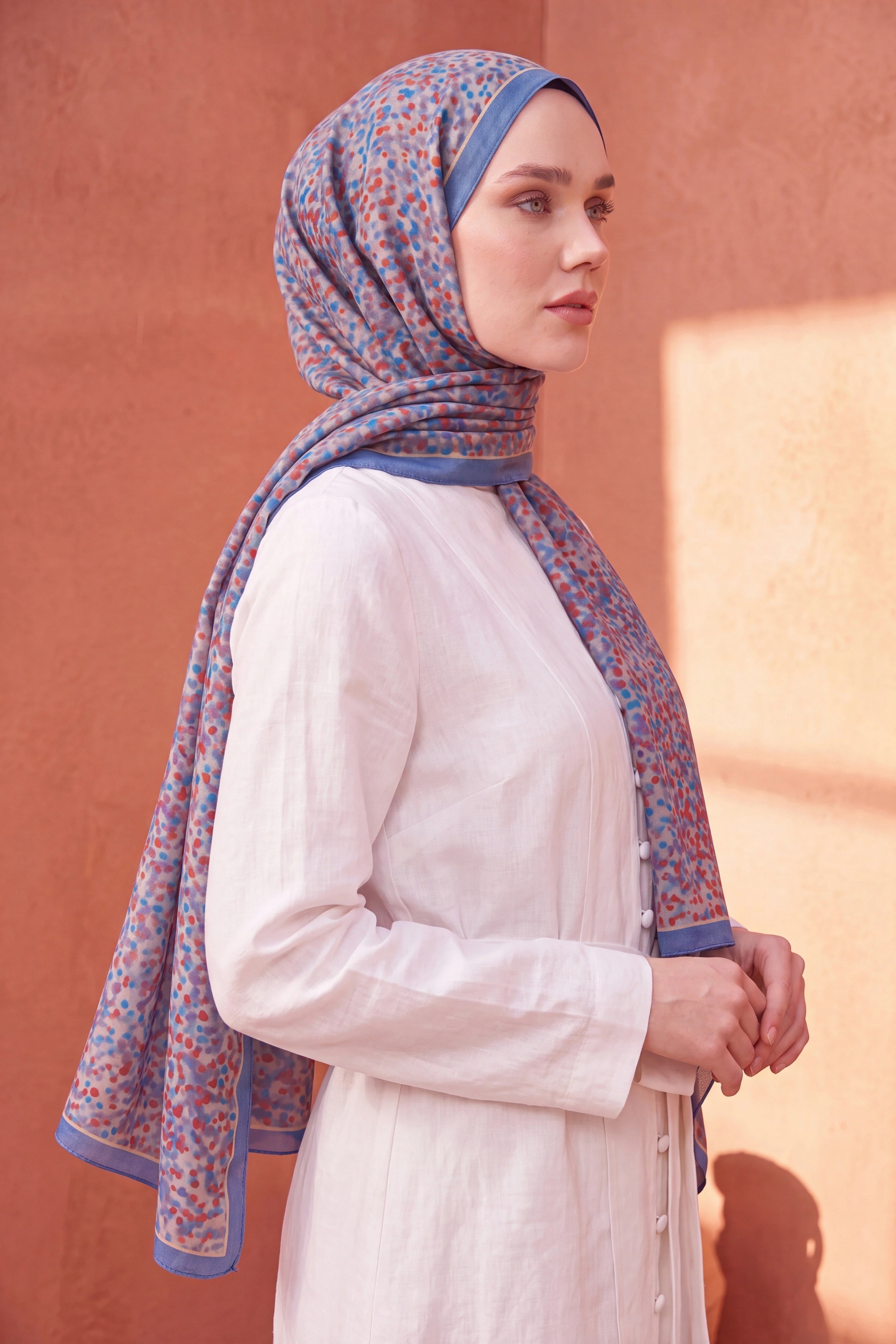 Riva Şal Tencel Secret Garden İndigo