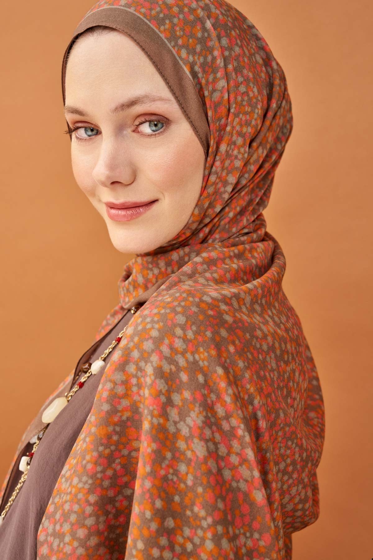 Riva Şal Tencel Secret Garden Koyu Vizon