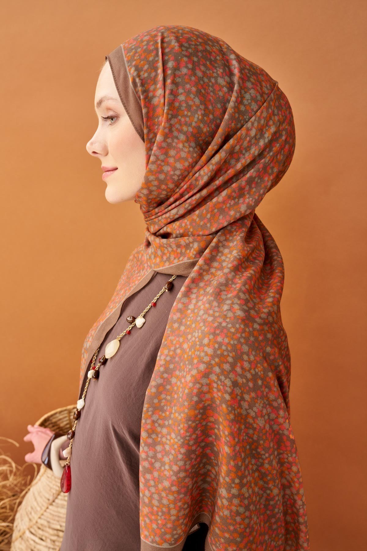 Riva Şal Tencel Secret Garden Koyu Vizon