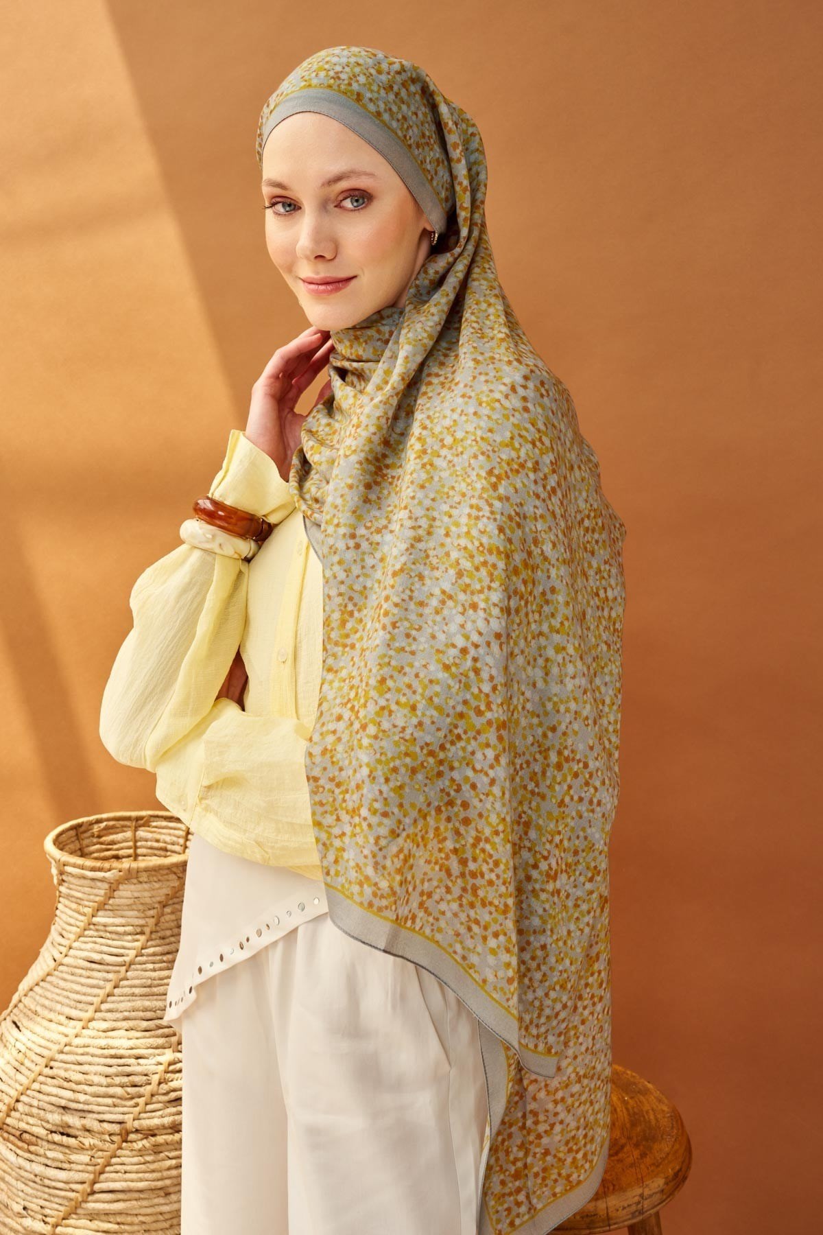 Riva Şal Tencel Secret Garden Sarı