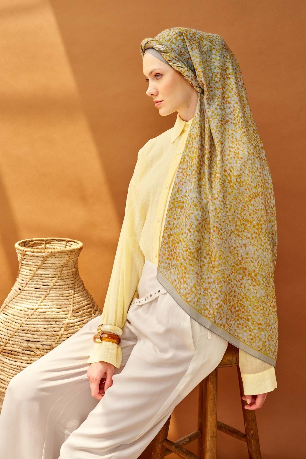 Riva Şal Tencel Secret Garden Sarı