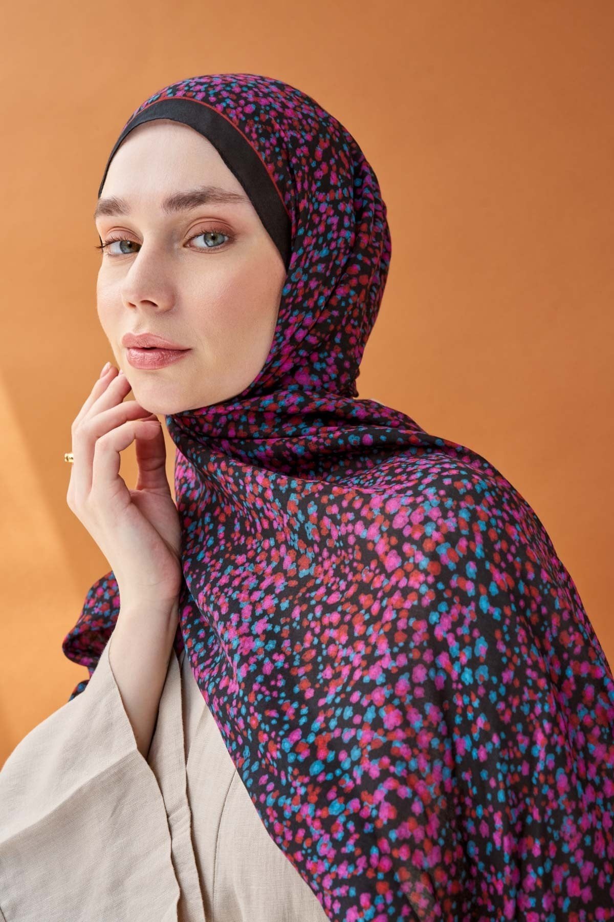 Riva Şal Tencel Secret Garden Siyah