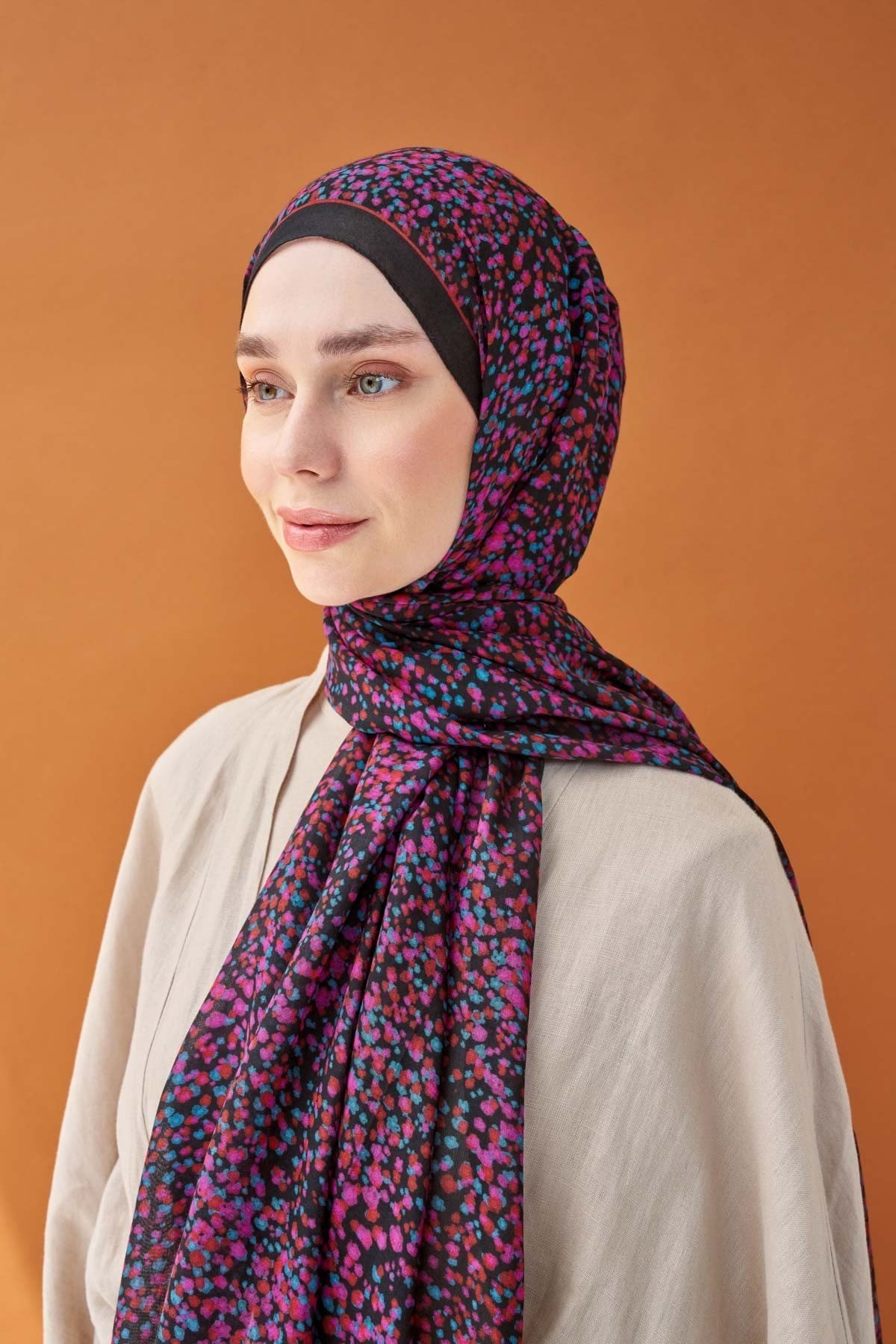 Riva Şal Tencel Secret Garden Siyah