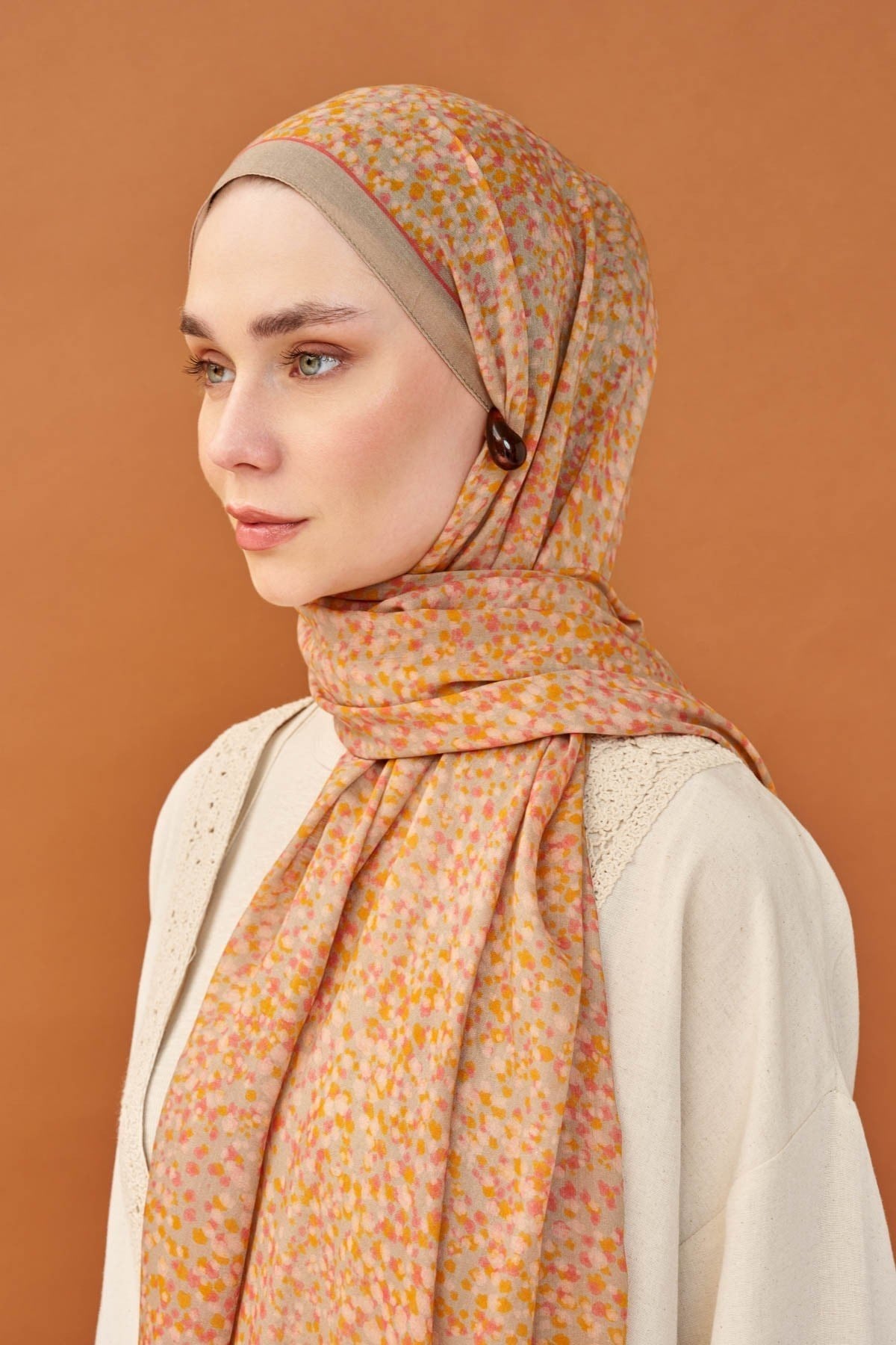Riva Şal Tencel Secret Garden Turuncu
