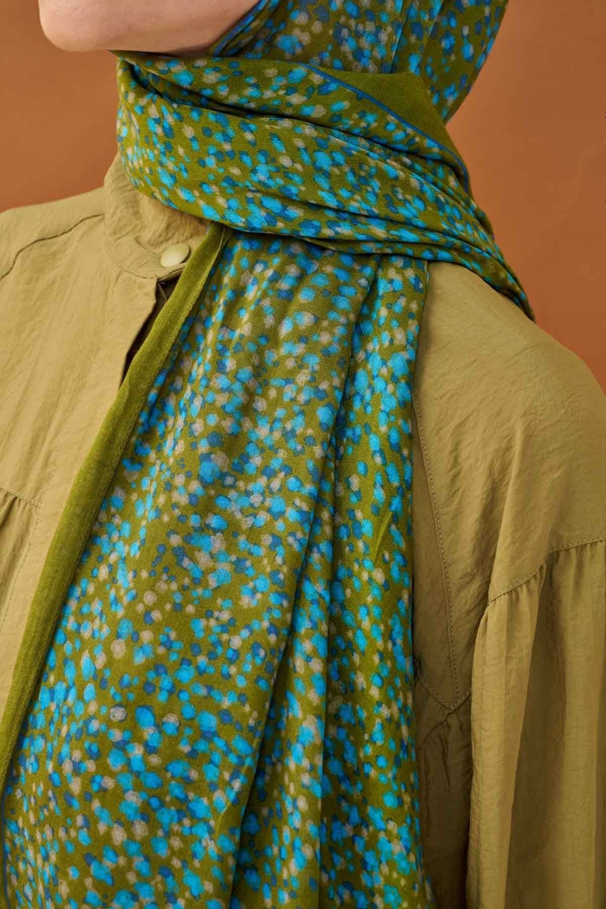 Riva Şal Tencel Secret Garden Yağ Yeşili