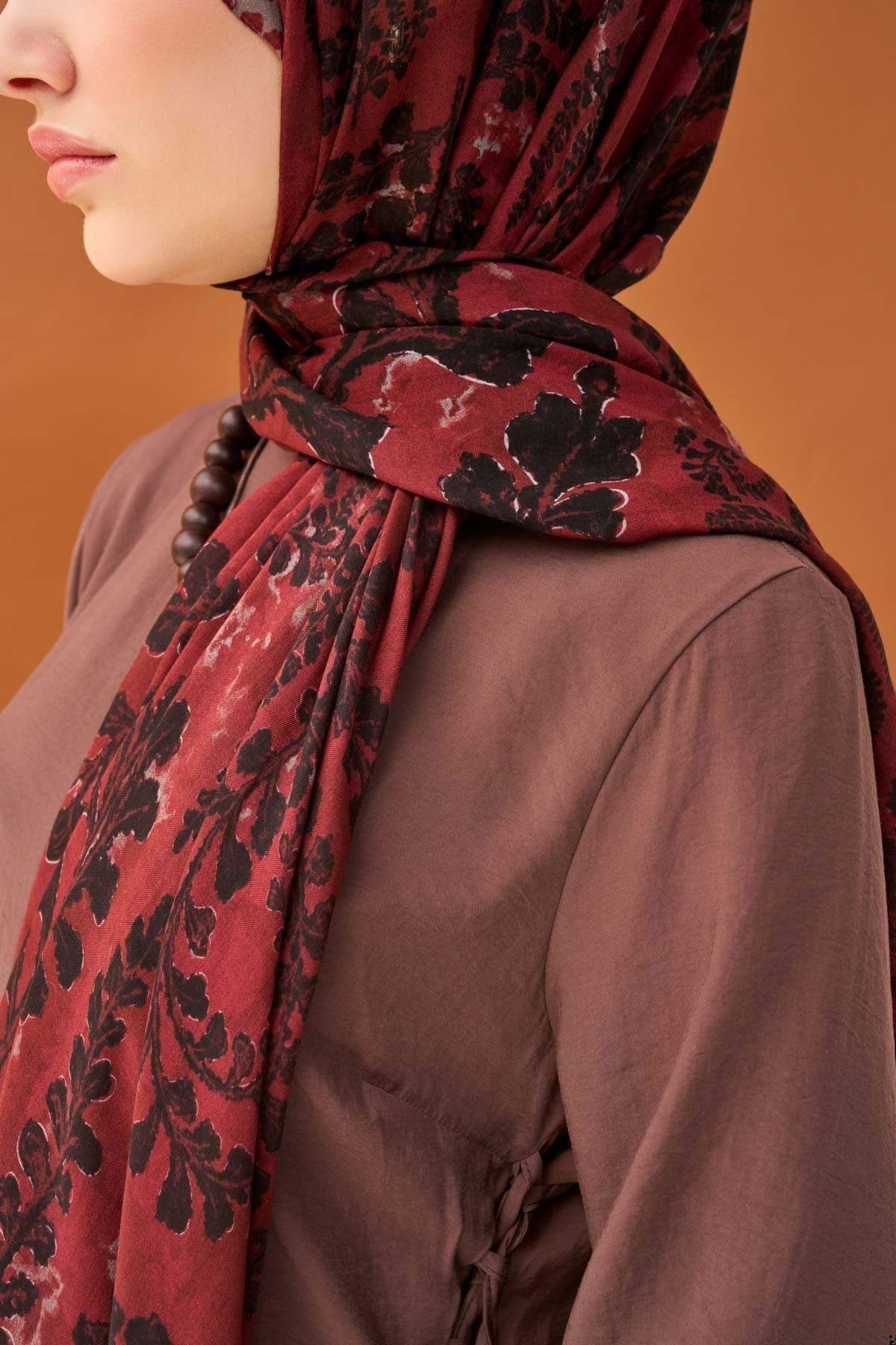 Riva Şal Tencel Spring Blossoms Bordo