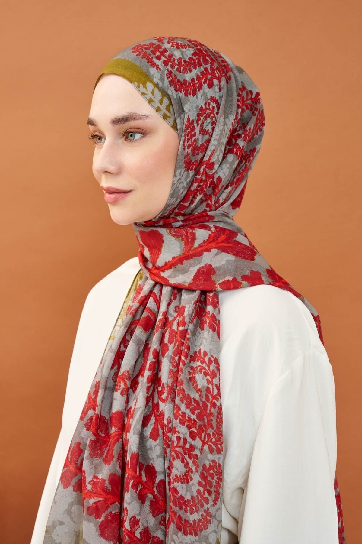 Riva Şal Tencel Spring Blossoms Kırmızı