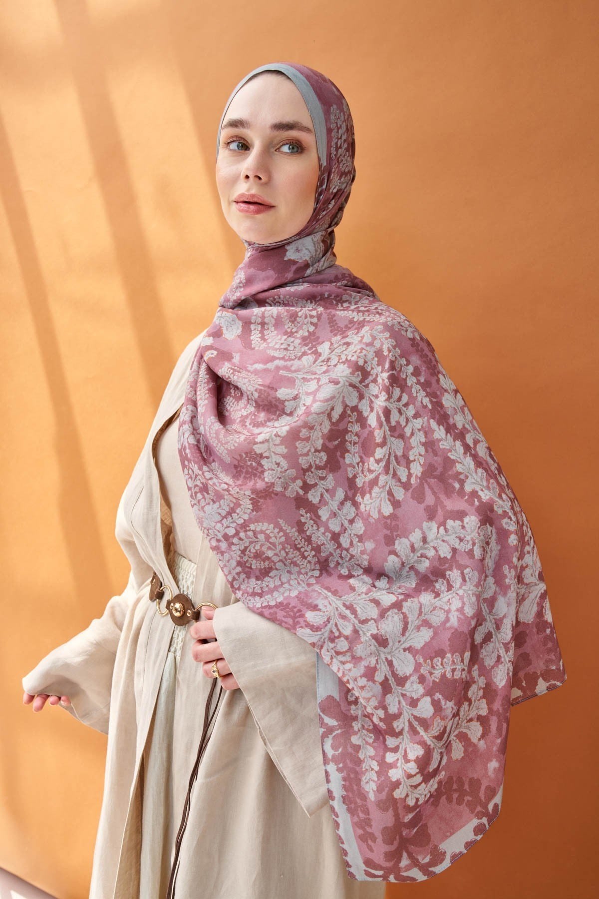 Riva Şal Tencel Spring Blossoms Koyu Pembe