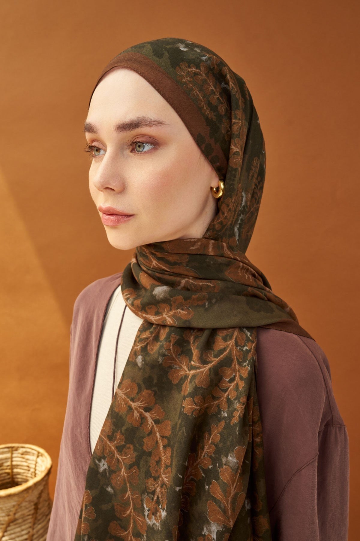 Riva Şal Tencel Spring Blossoms Koyu Yeşil