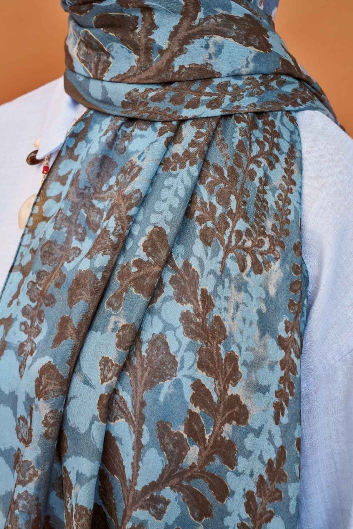 Riva Şal Tencel Spring Blossoms Mavi