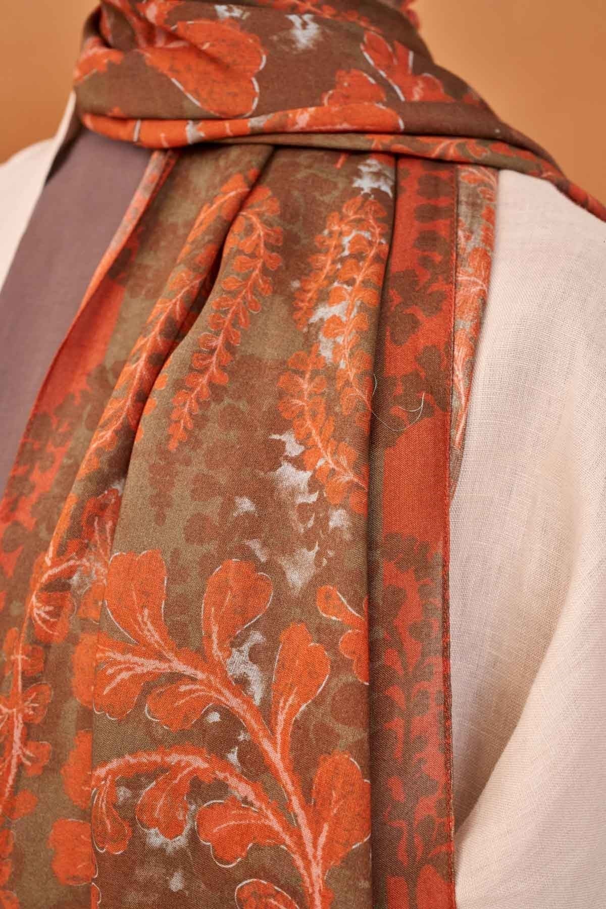 Riva Şal Tencel Spring Blossoms Turuncu