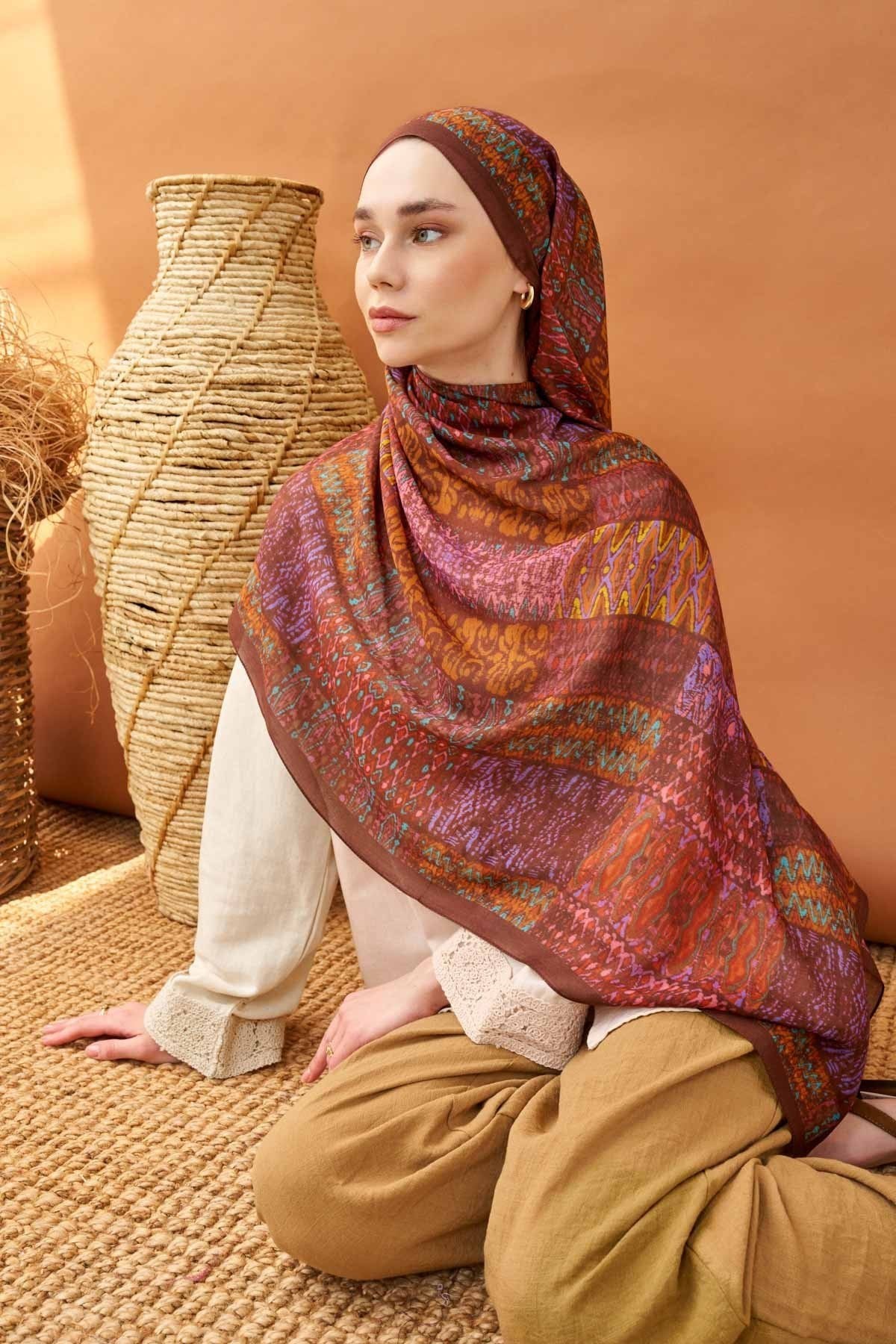 Riva Şal Tencel Terra Kahverengi