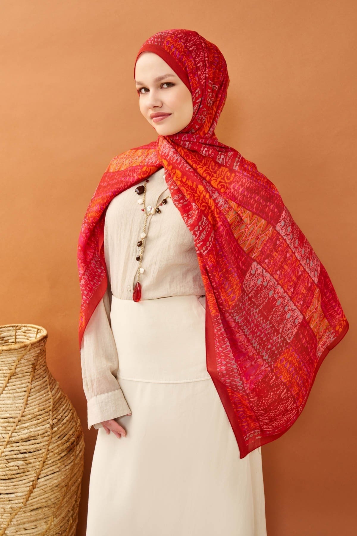 Riva Şal Tencel Terra Kırmızı