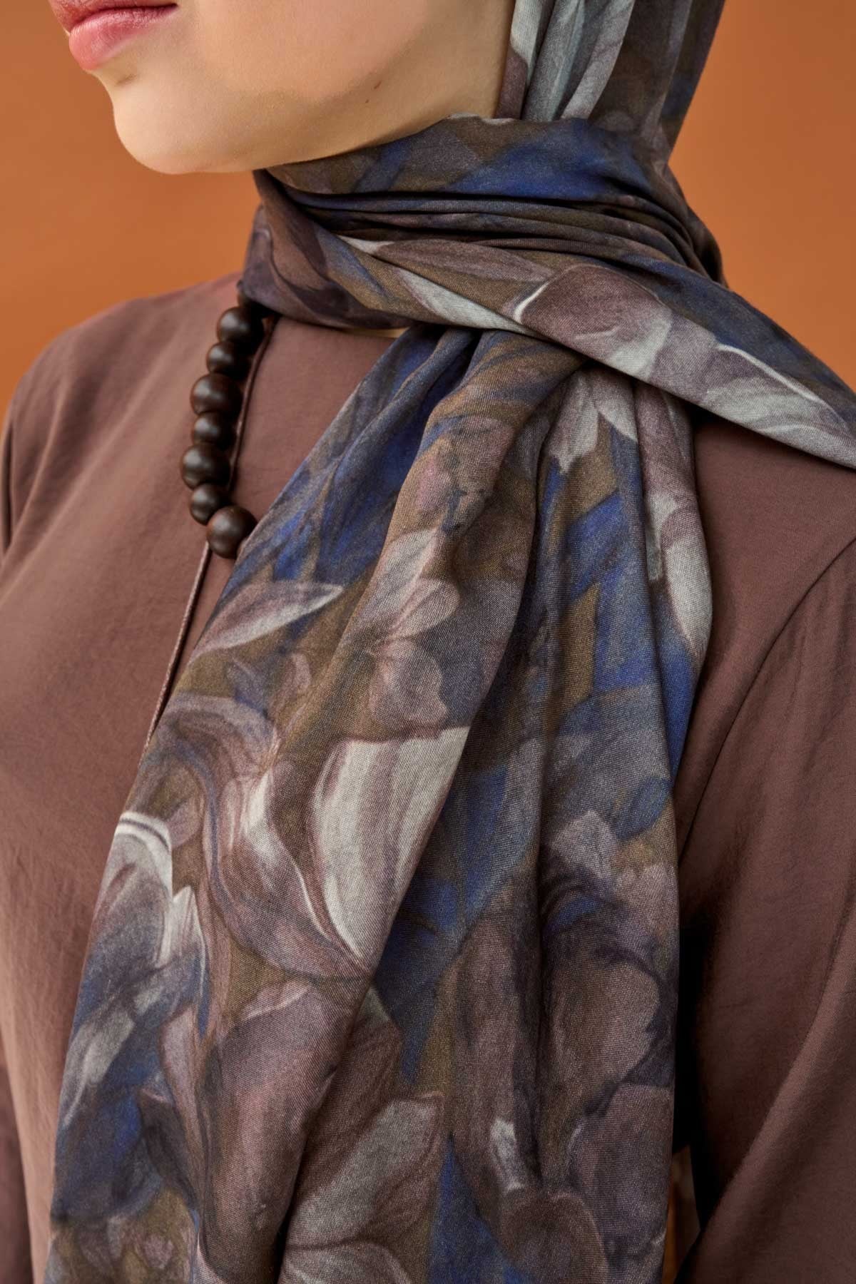 Riva Şal Tencel Wild Flower Acı Kahve