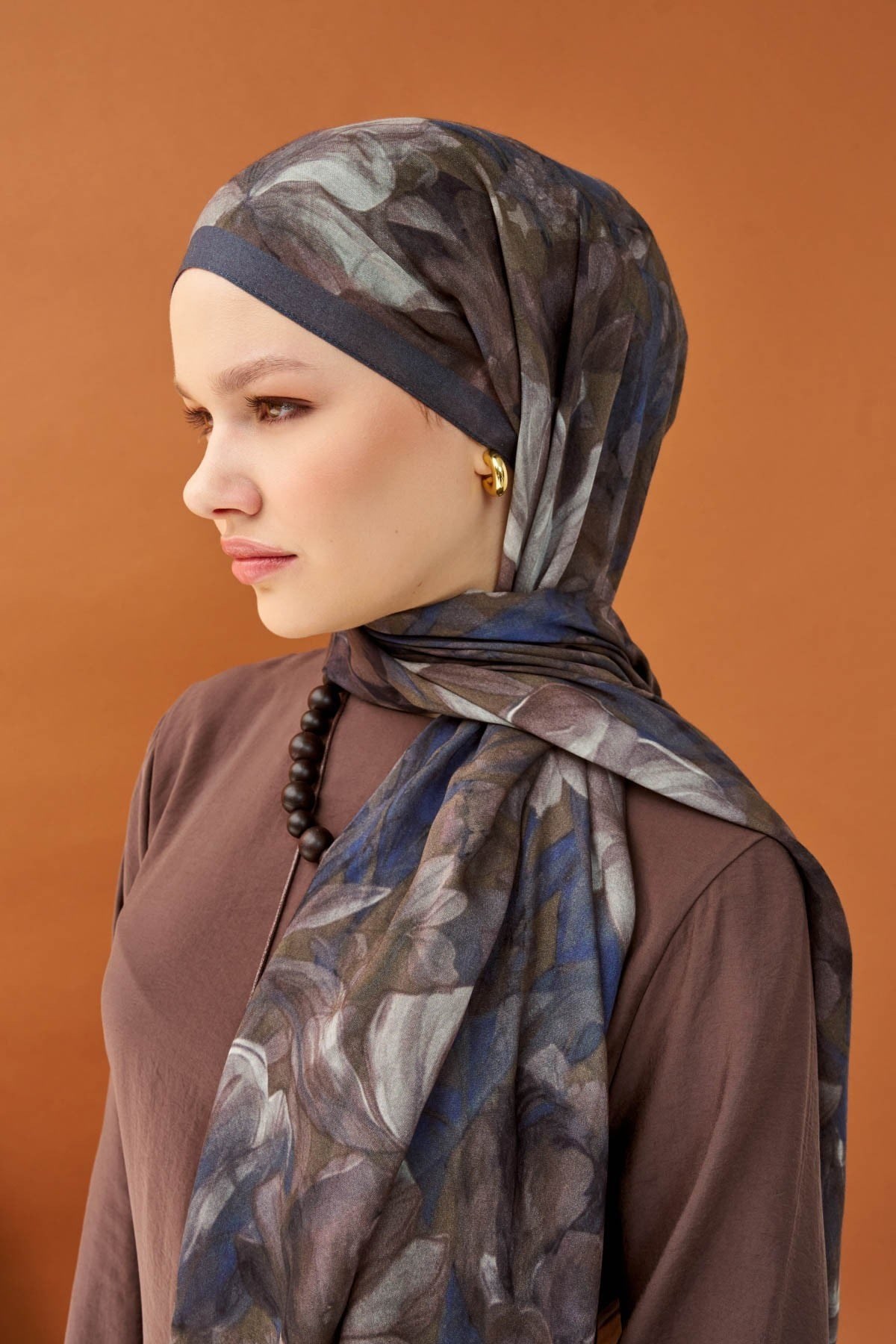 Riva Şal Tencel Wild Flower Acı Kahve