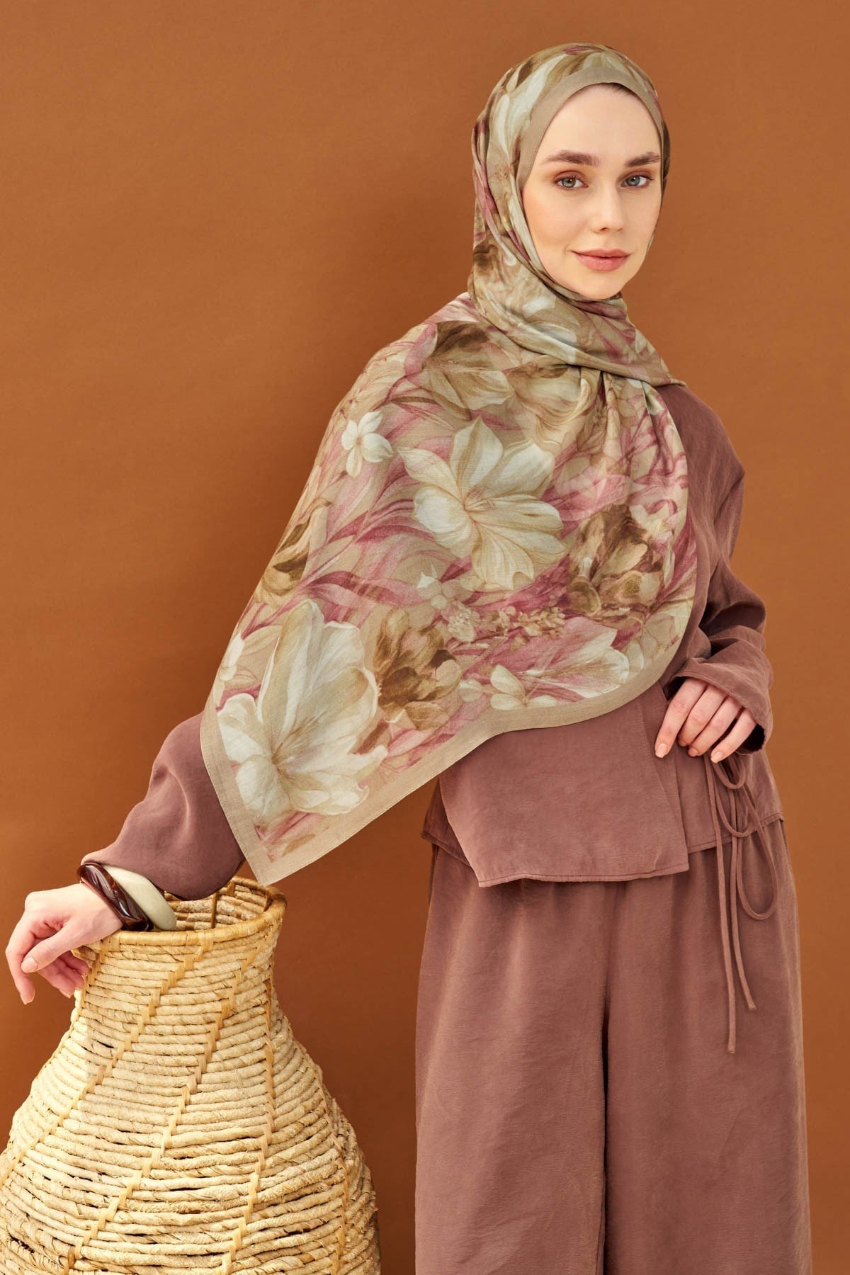 Riva Şal Tencel Wild Flower Bej