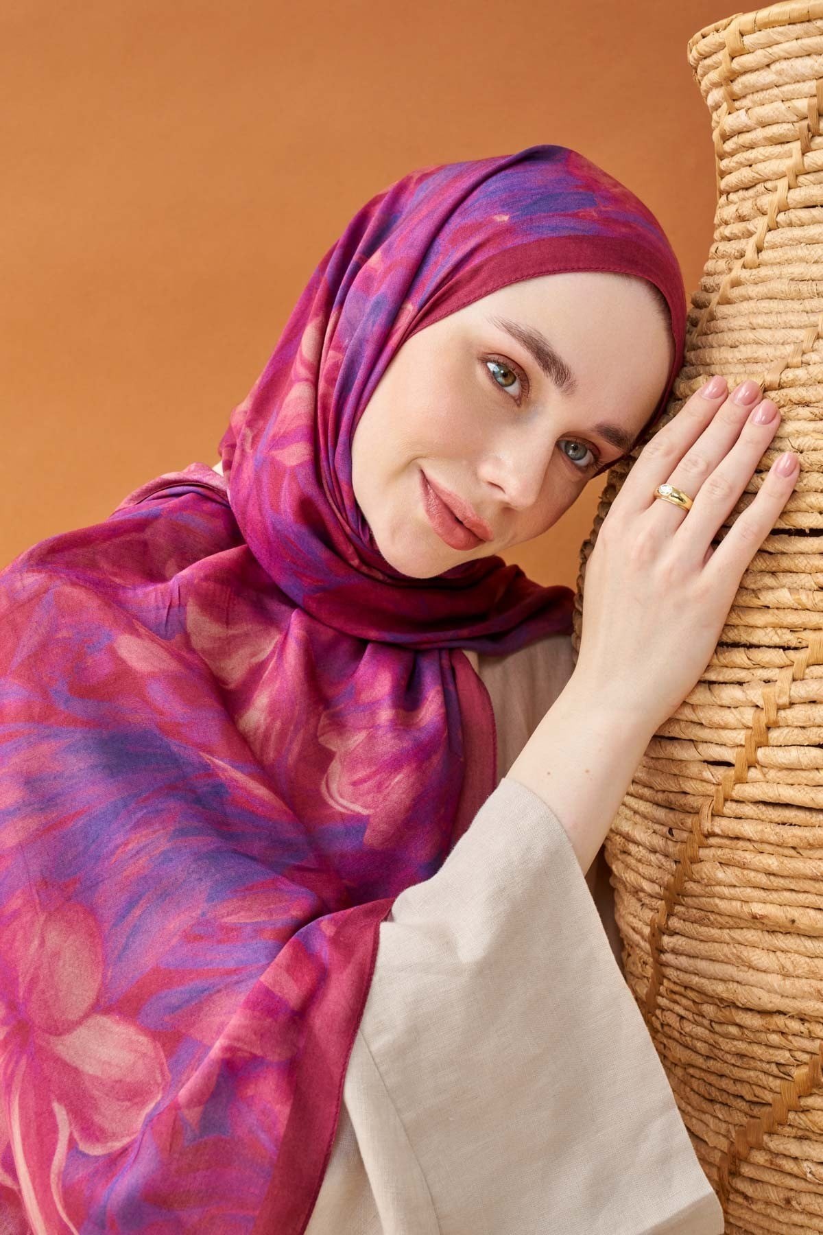 Riva Şal Tencel Wild Flower Fuşya