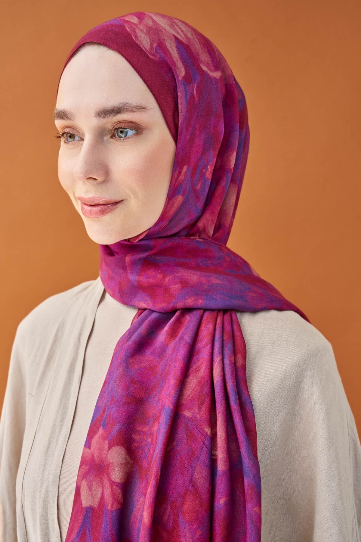 Riva Şal Tencel Wild Flower Fuşya