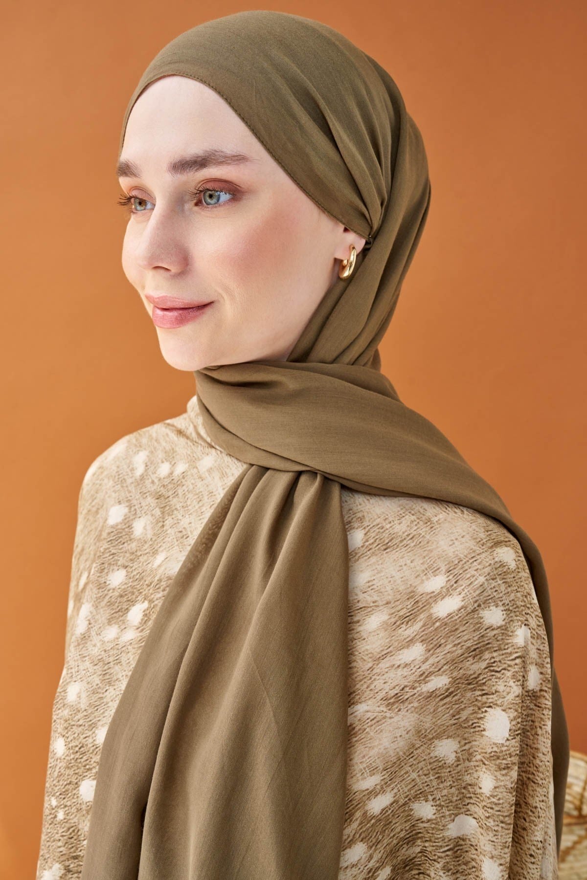 Riva Şal Tencel Yeşil Kahve