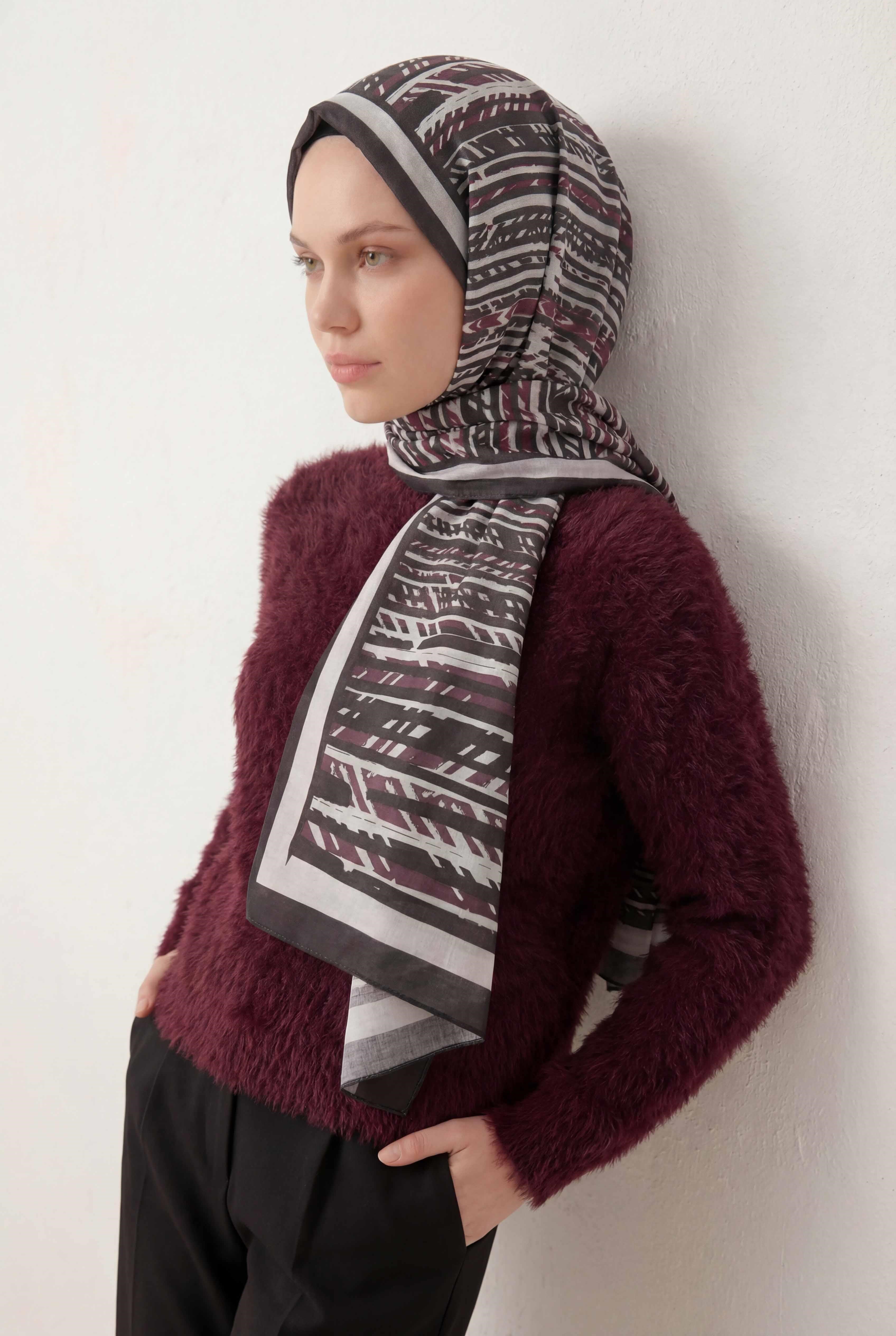 Şerit Desen Pudra 75X195 Soft Şal