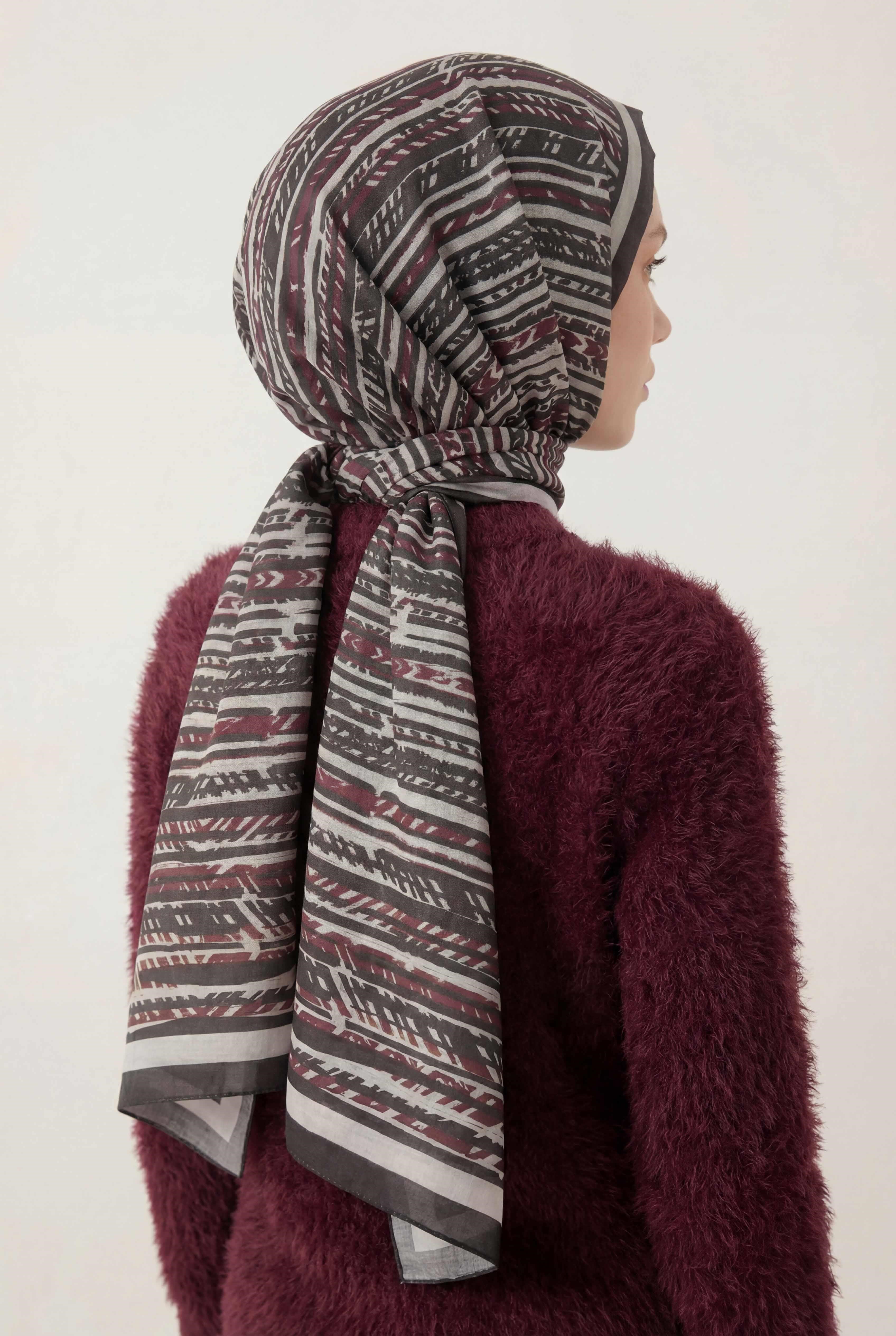 Şerit Desen Pudra 75X195 Soft Şal