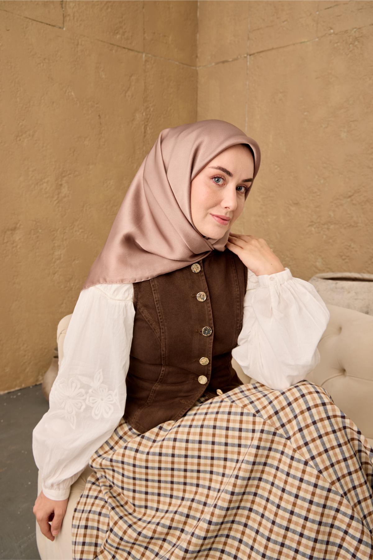 Silk Home Sura İpek Eşarp 11416-S10 Sütlü Kahve