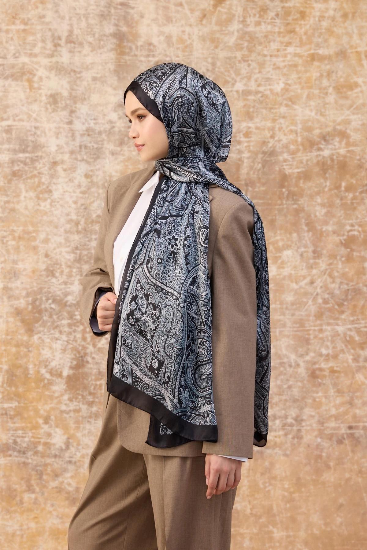 Siyah Hint Vual Şal - 5003-10