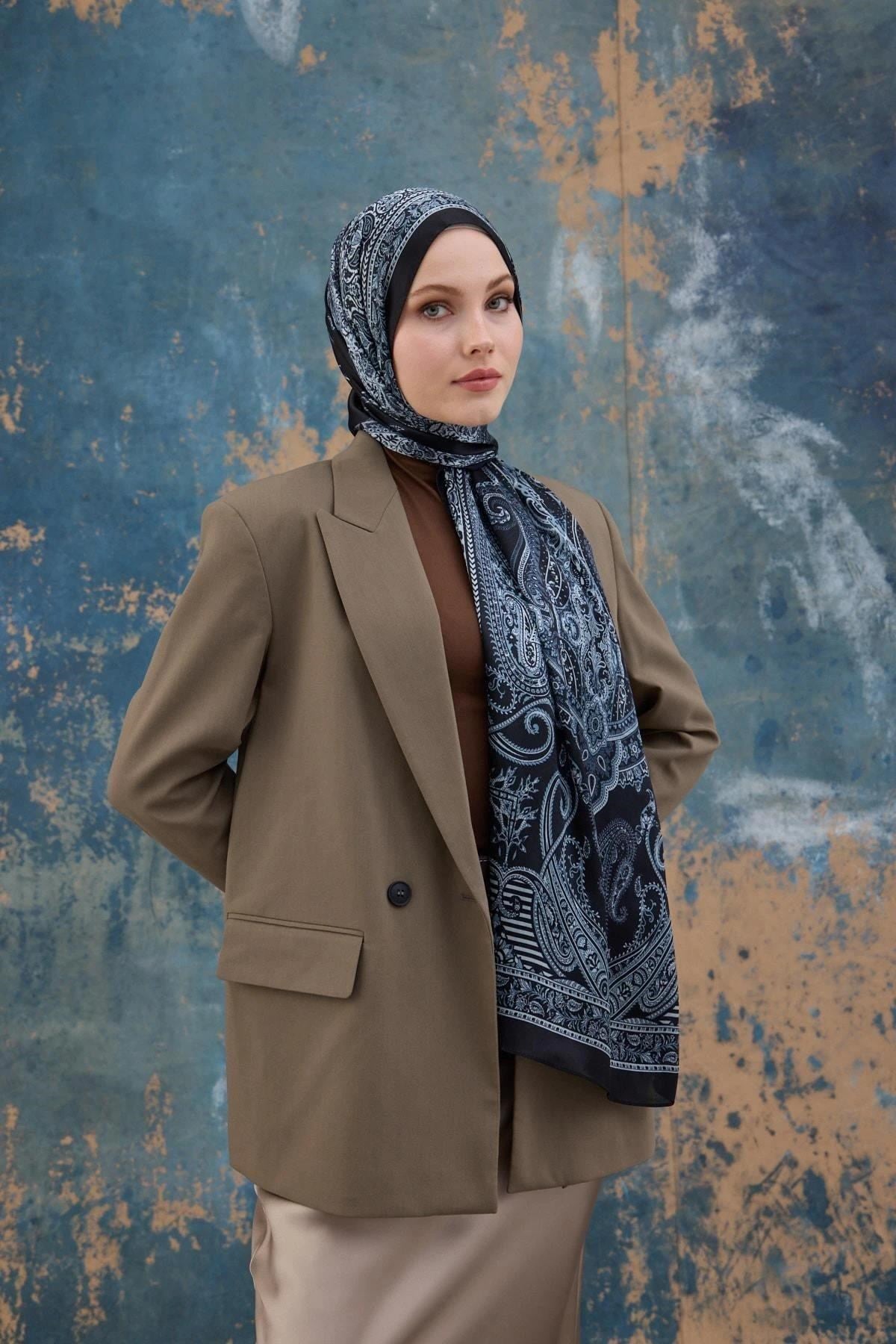 Siyah Hint Vual Şal - 5008-06