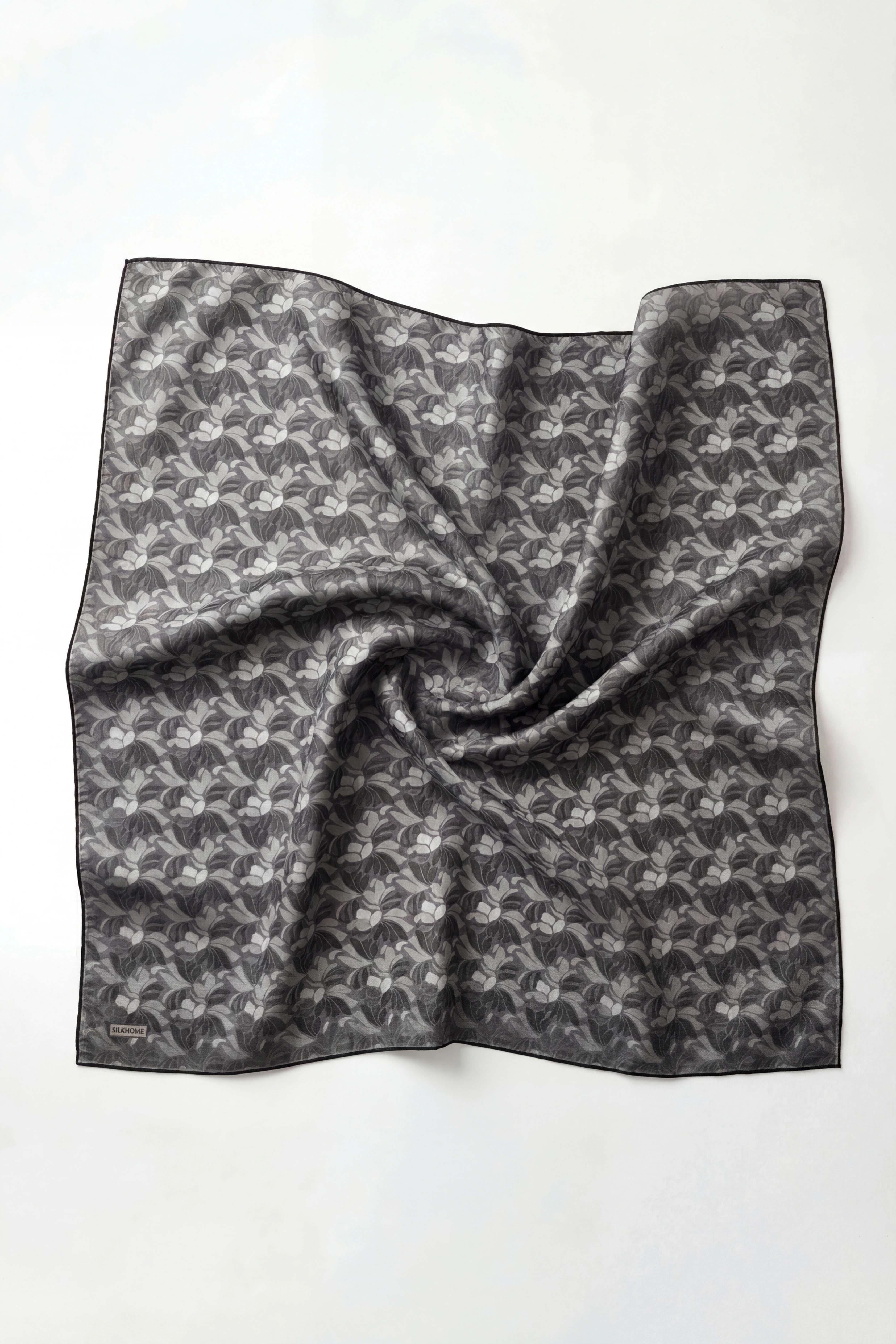 Soft Eşarp Floral Line Antrasit 90x90