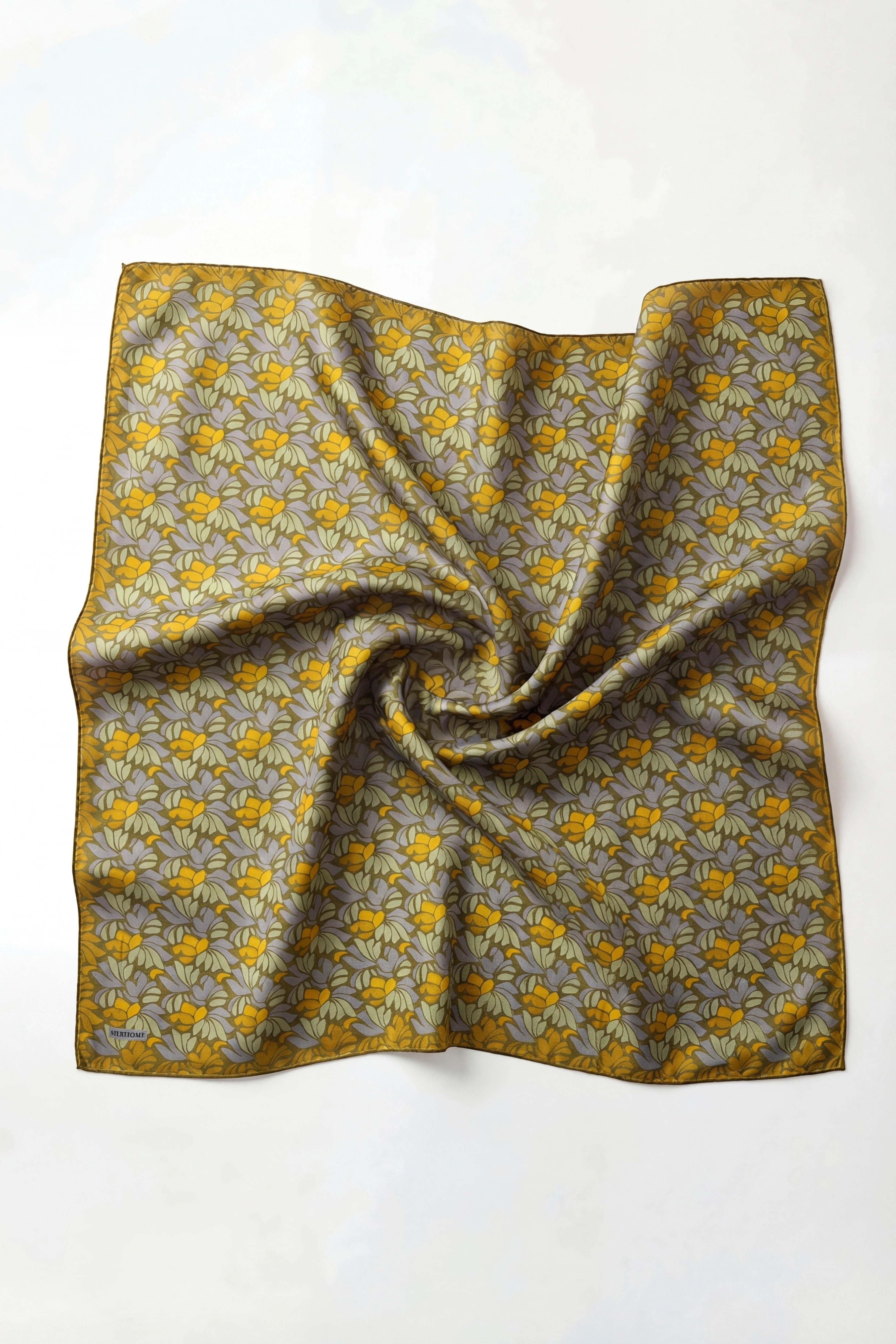 Soft Eşarp Floral Line Çimen Yeşili 90x90