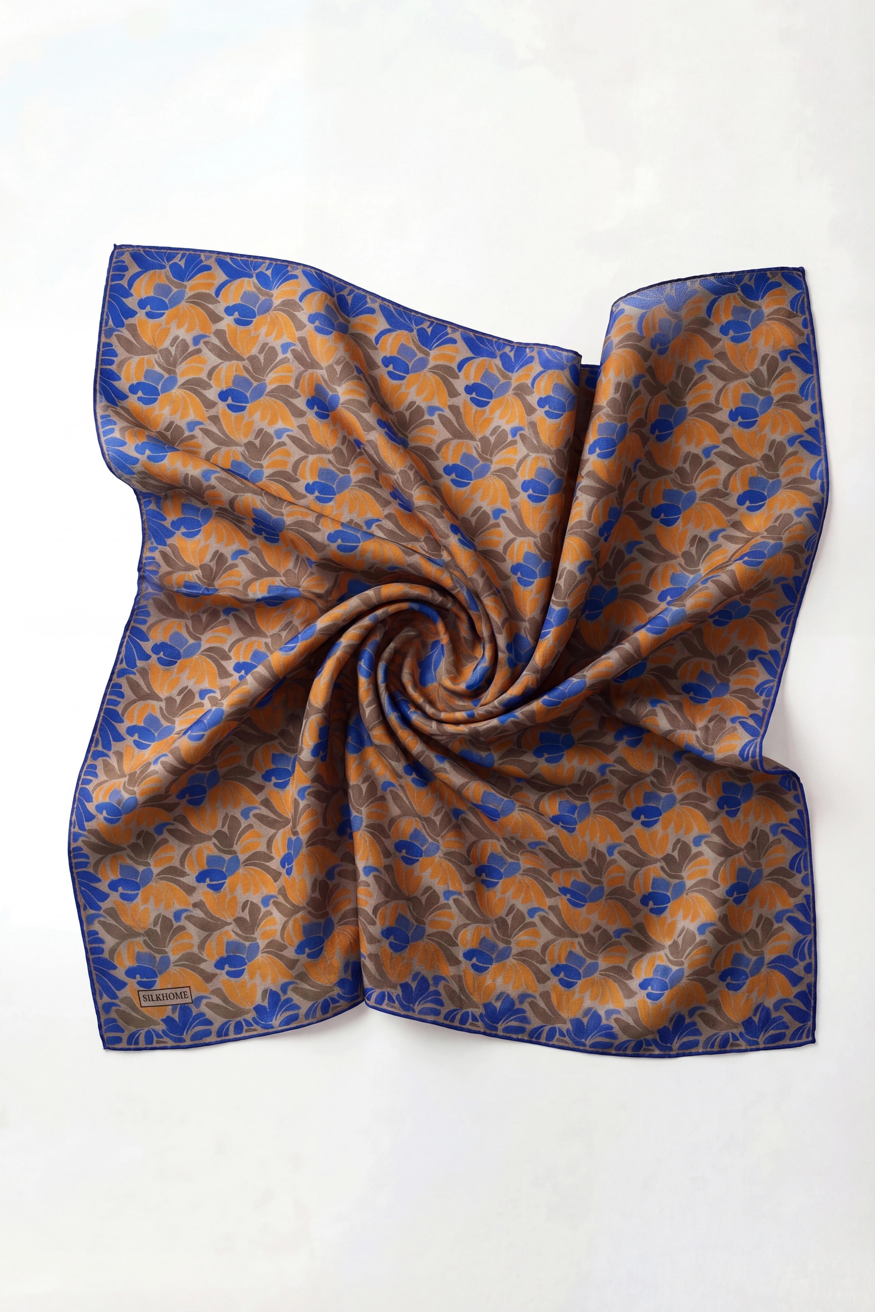 Soft Eşarp Floral Line Gri 90x90