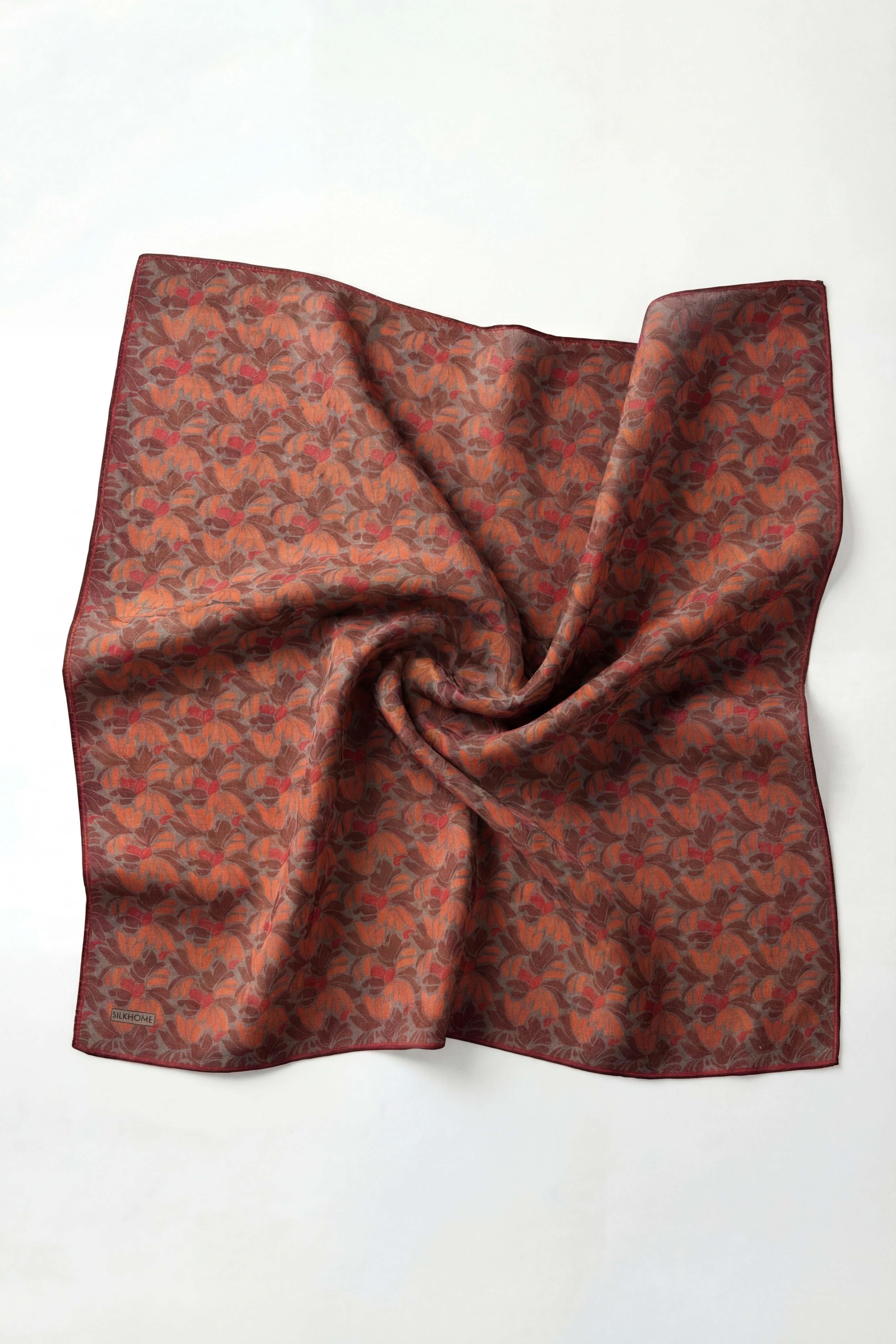 Soft Eşarp Floral Line Kiremit 90x90