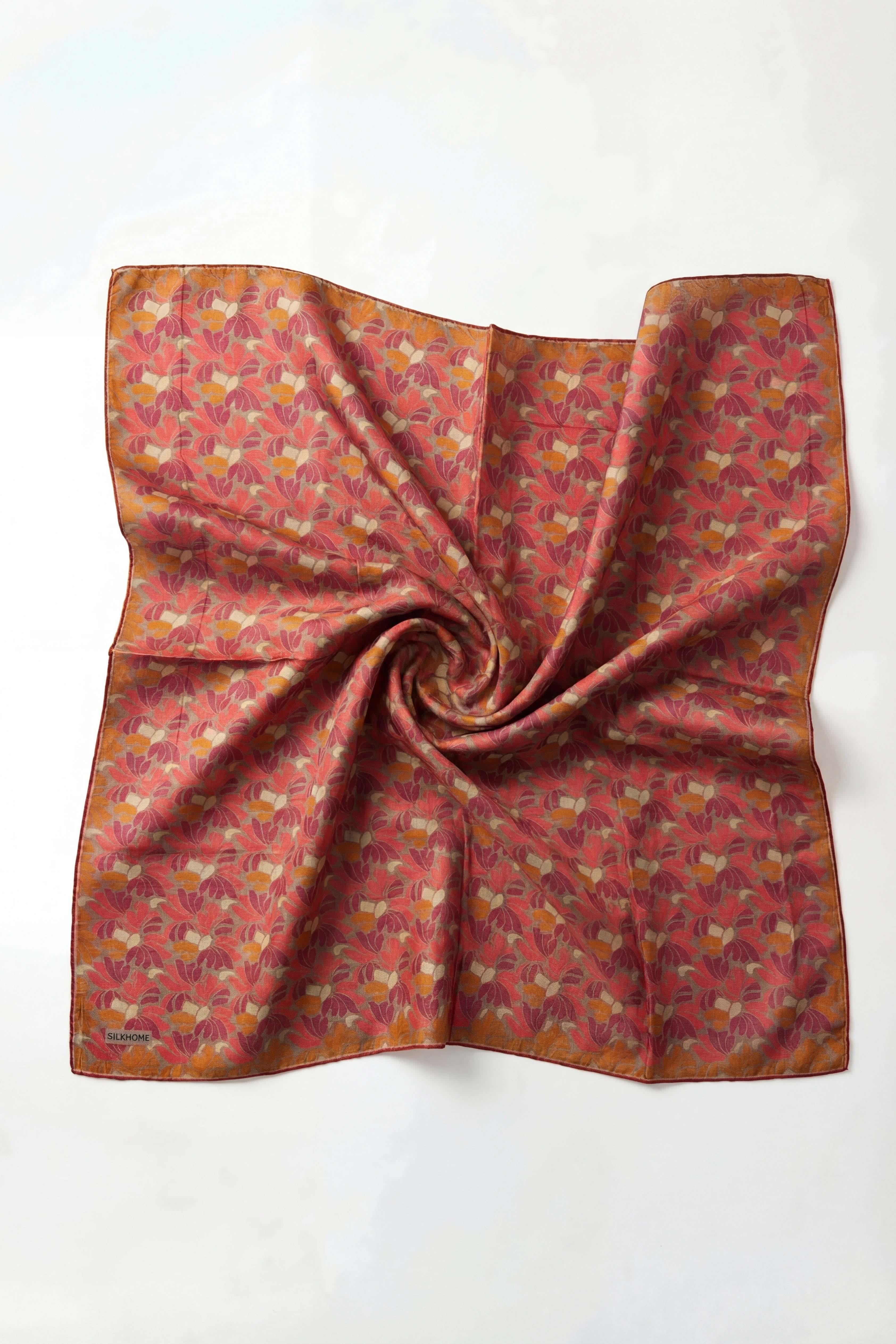 Soft Eşarp Floral Line Koyu Gri 90x90