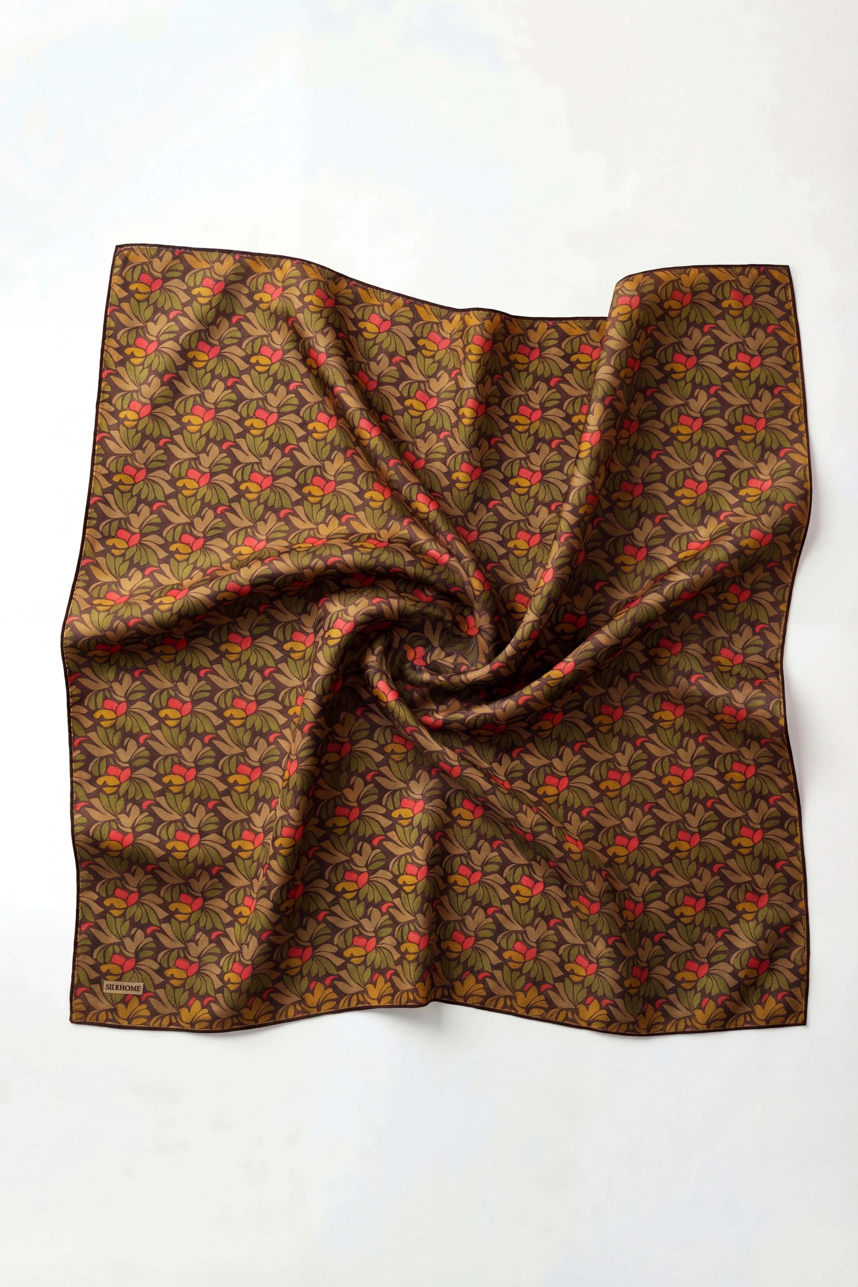 Soft Eşarp Floral Line Koyu Yeşil 90x90